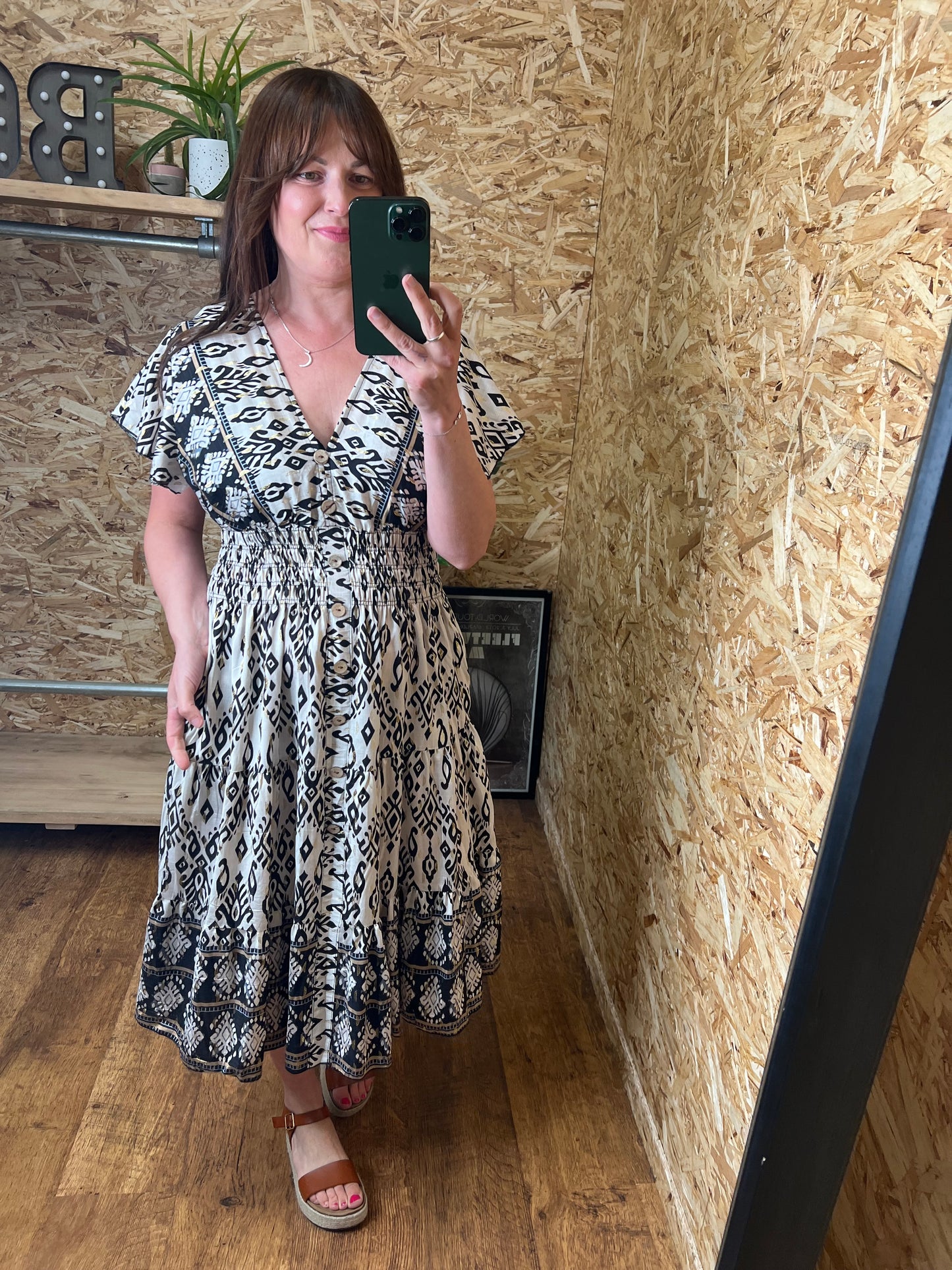 Aztec Print Midi Dress