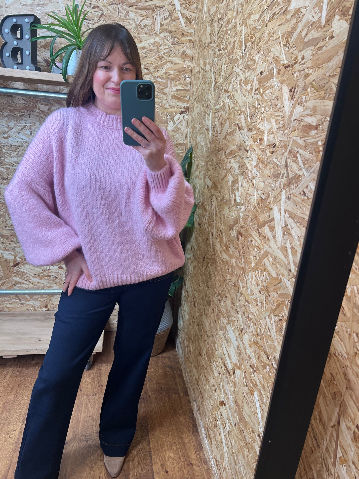 Balloon Sleeve Knit- Candy Pink