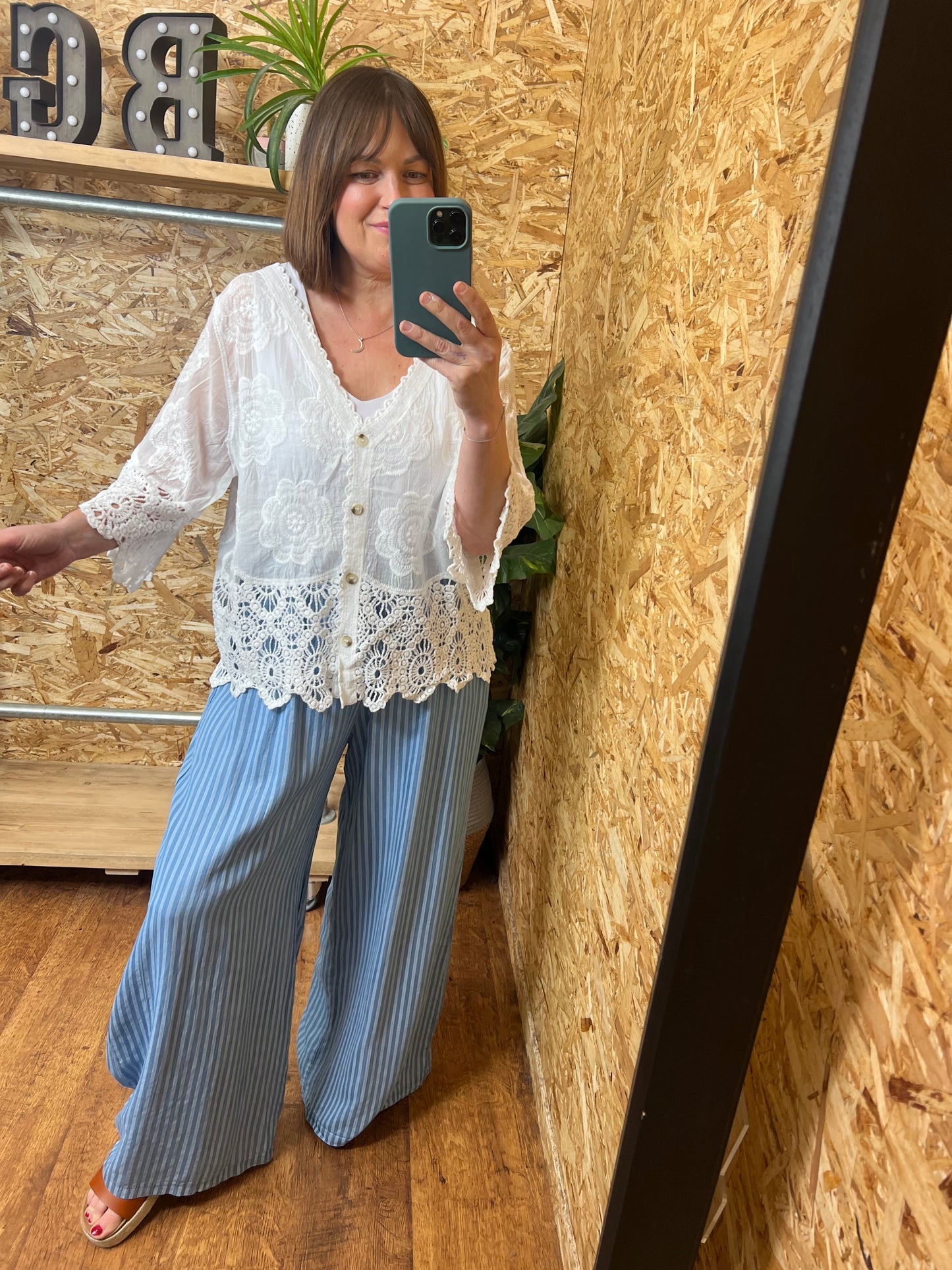 Flower Crochet Button Top