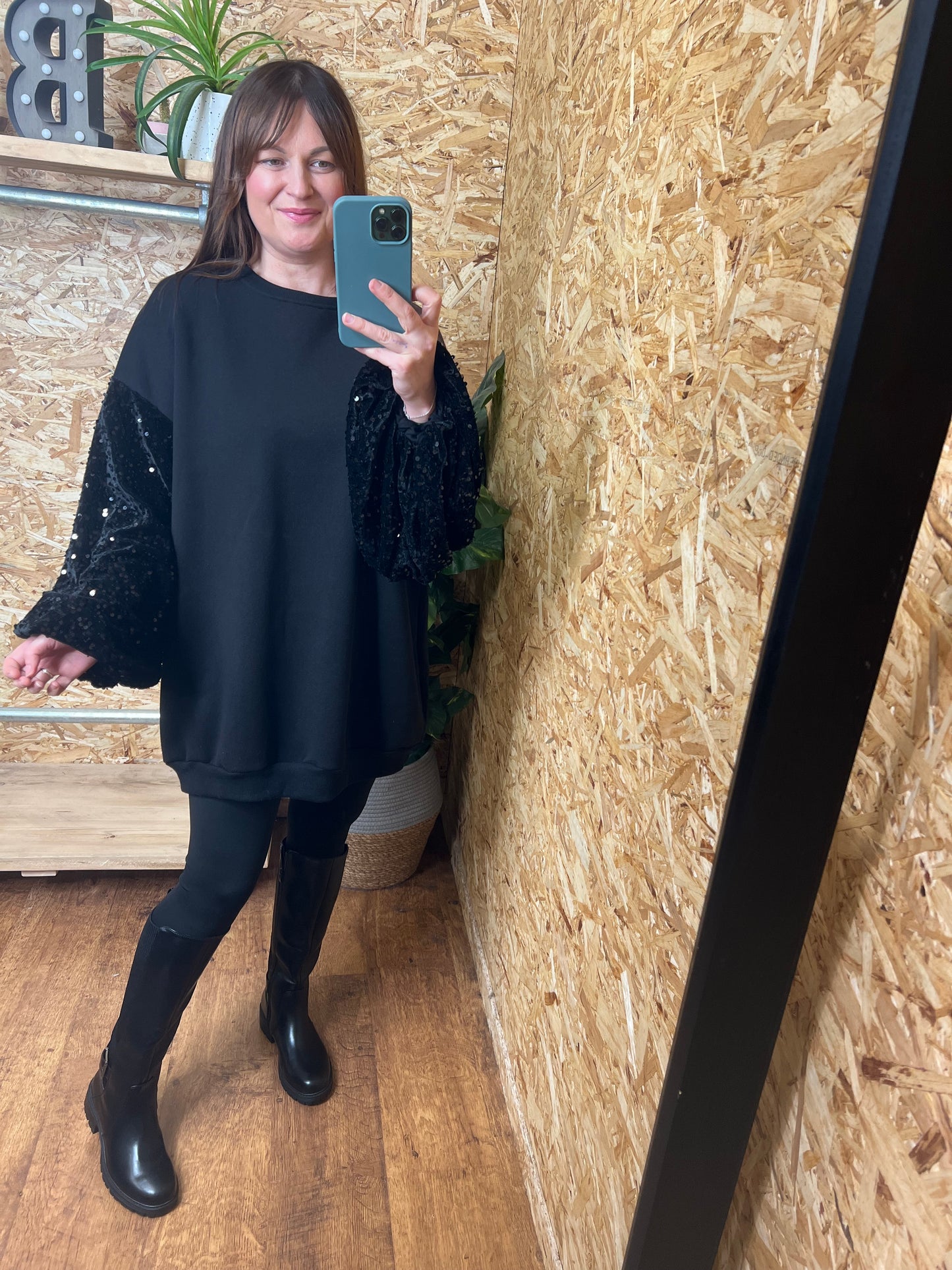 Sequin Sleeve Sweater/Dress