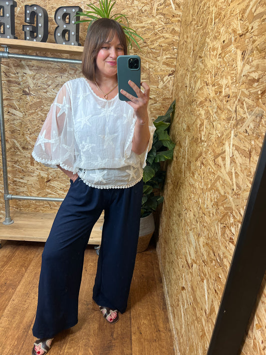 Star Lace Detail Top