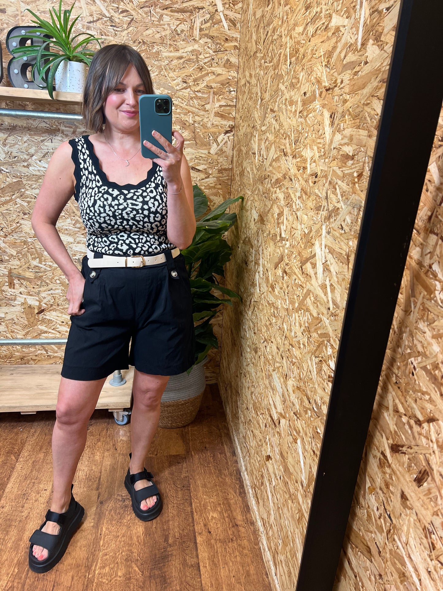 Belted Button Shorts