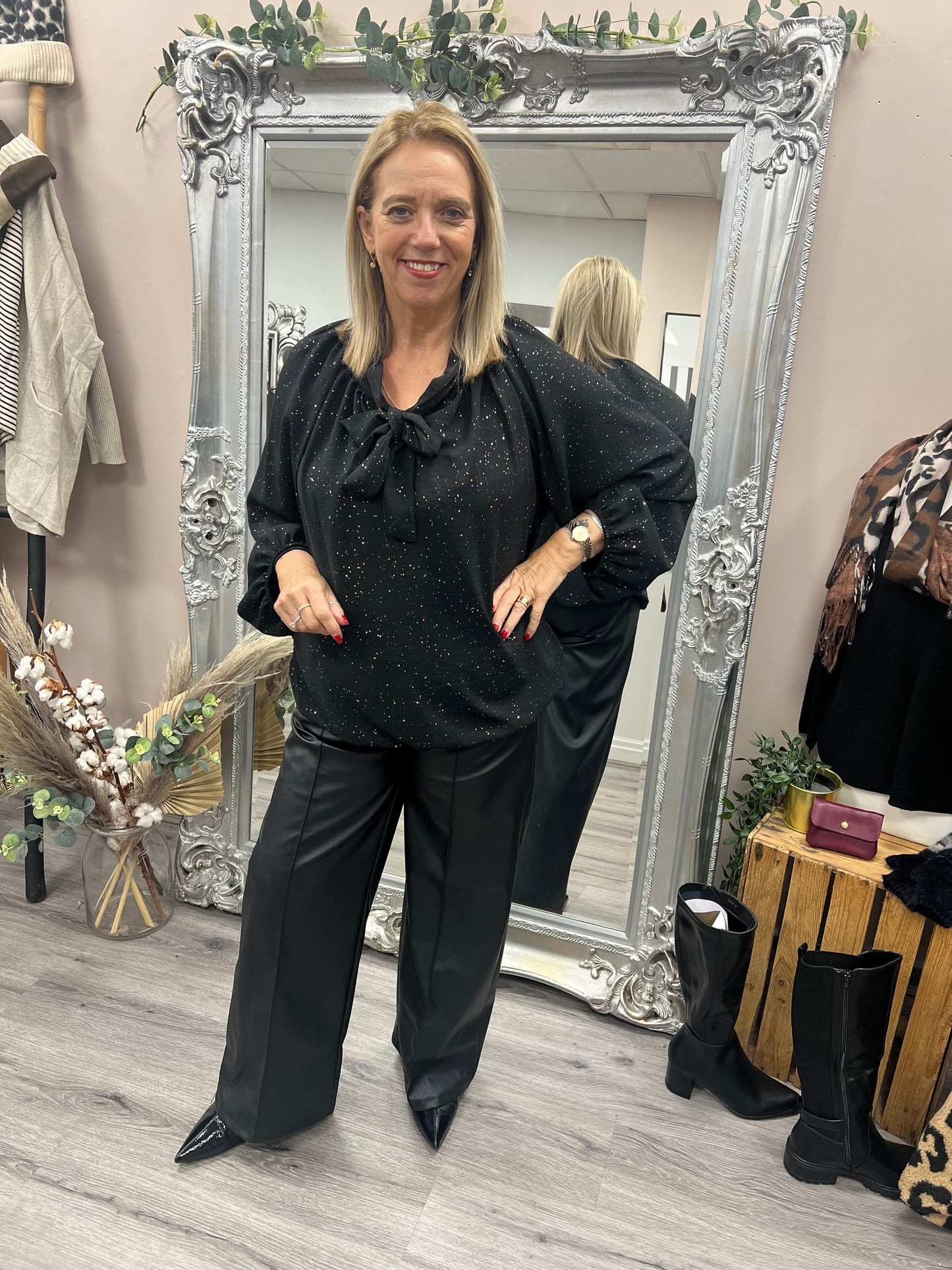 Sparkle Pussy Bow Blouse