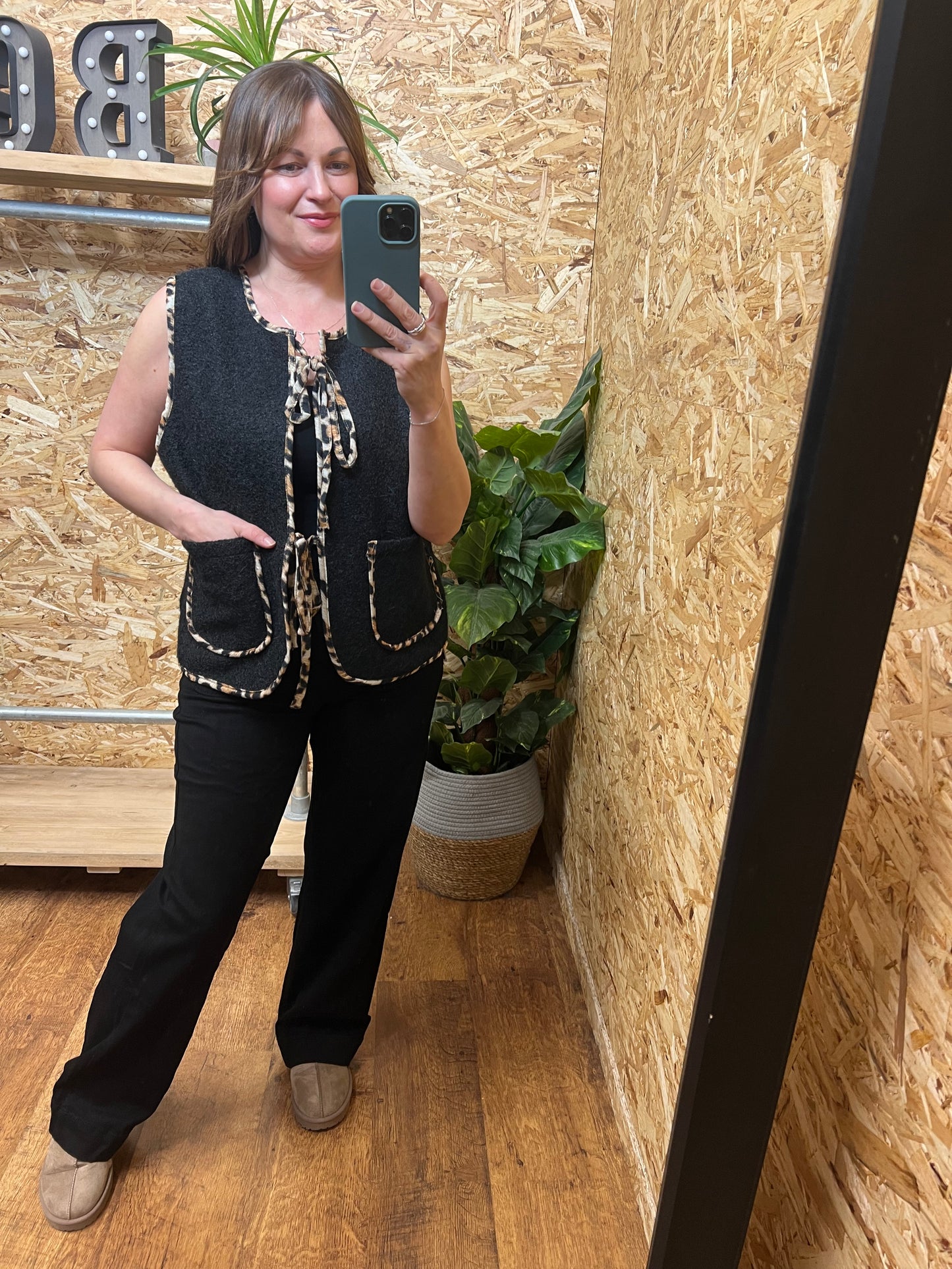 Leopard Trim Waistcoat