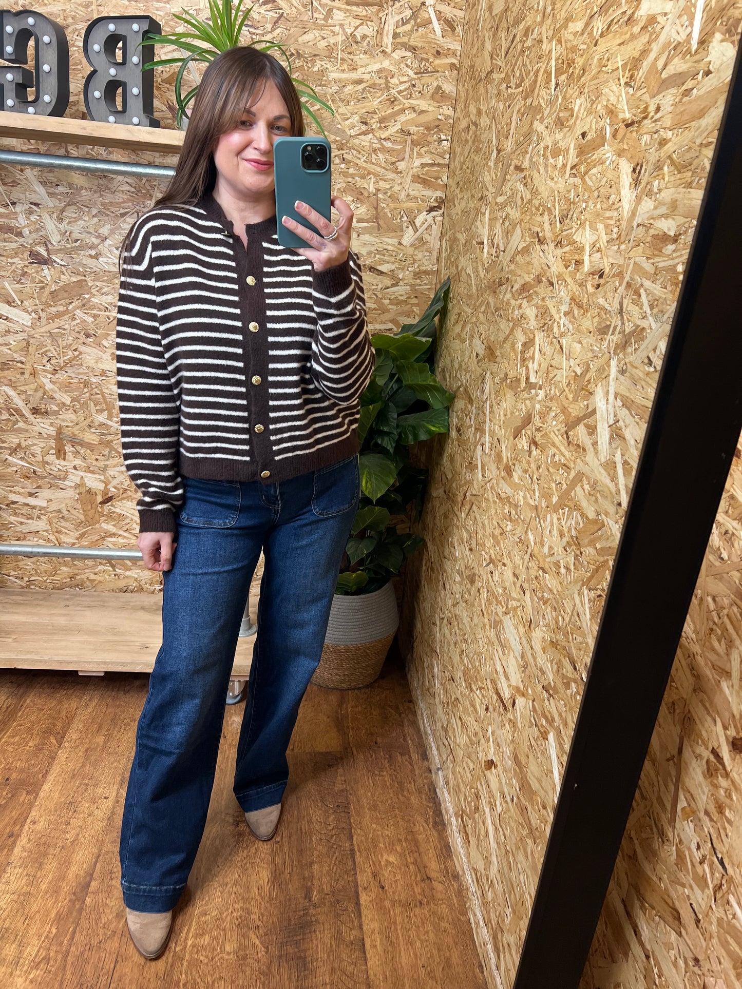 Stripe Gold Button Cardigan