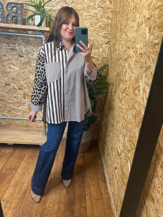 Oversized Leopard Stripe Shirt