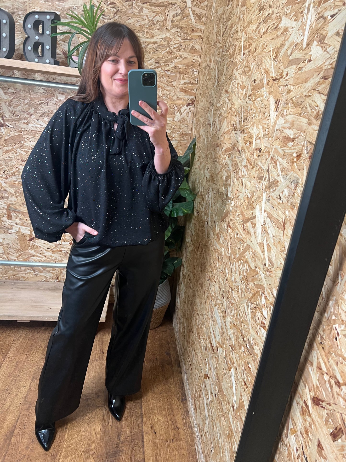 Sparkle Pussy Bow Blouse