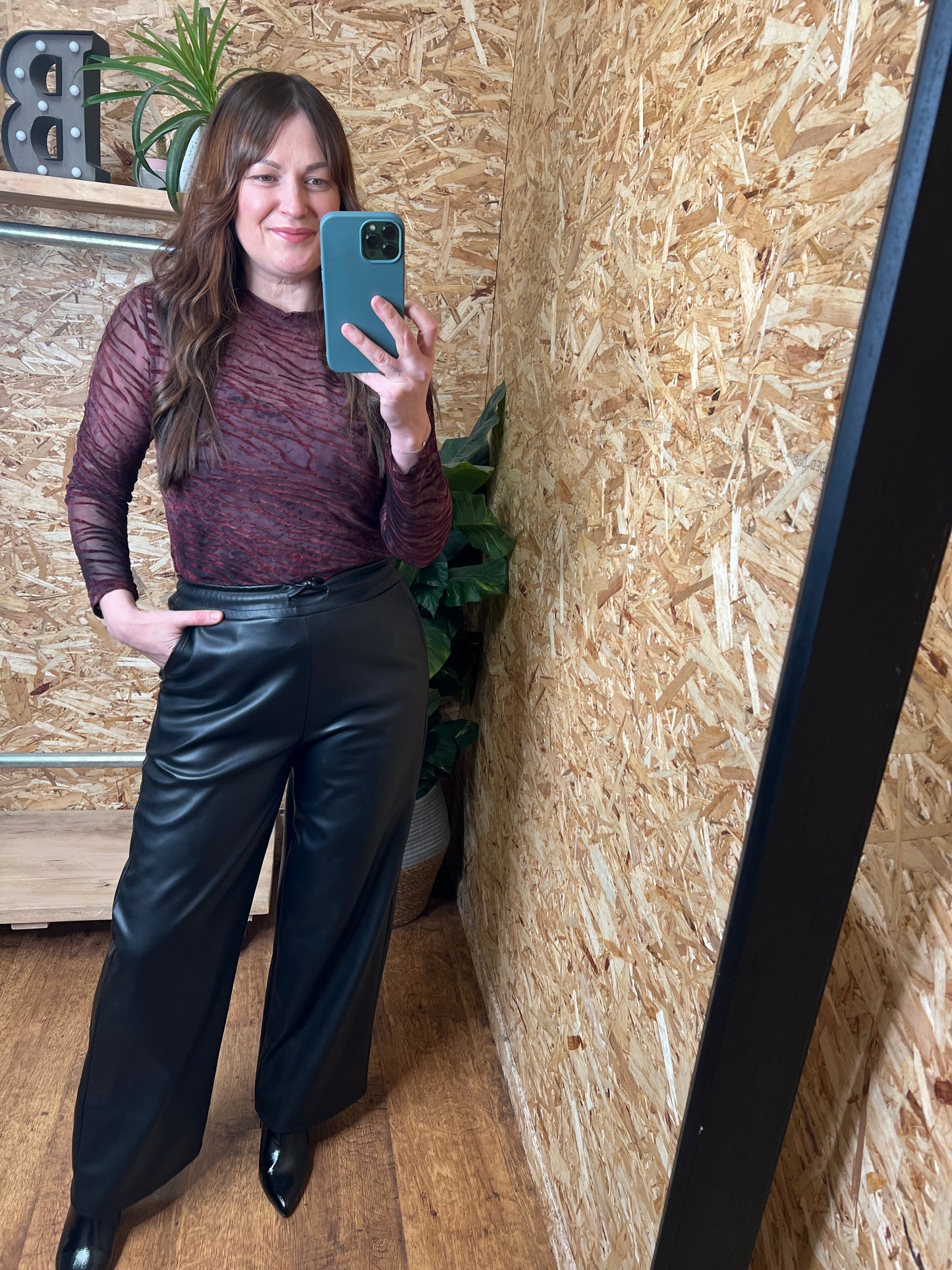 Zebra Devore Mesh Top