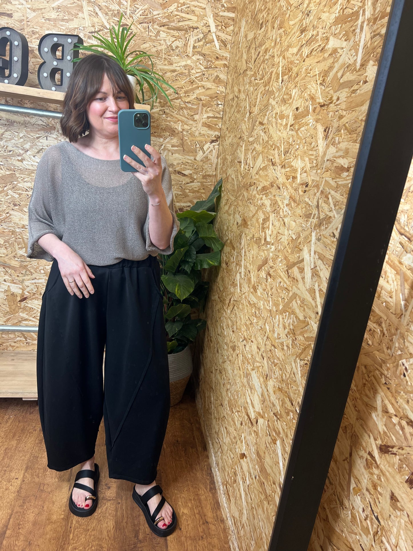 Jersey Cotton Barrel Leg Trousers