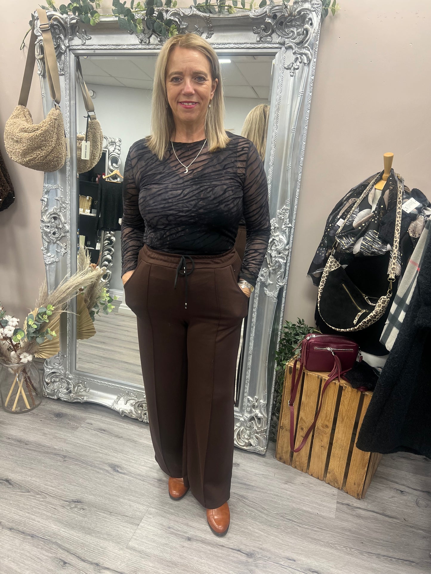 Zebra Devore Mesh Top