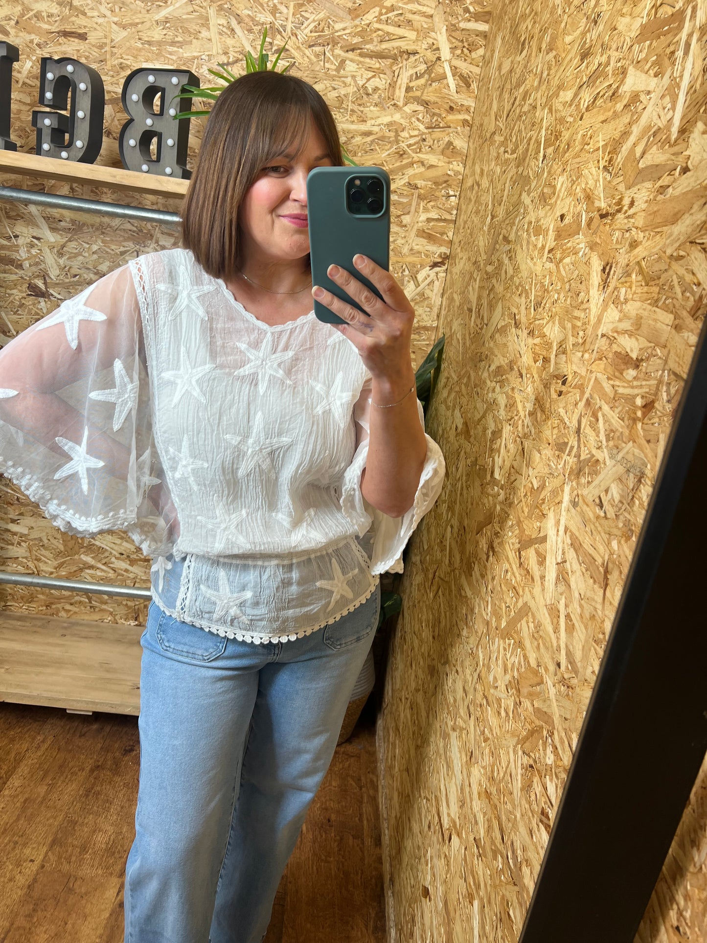 Star Lace Detail Top