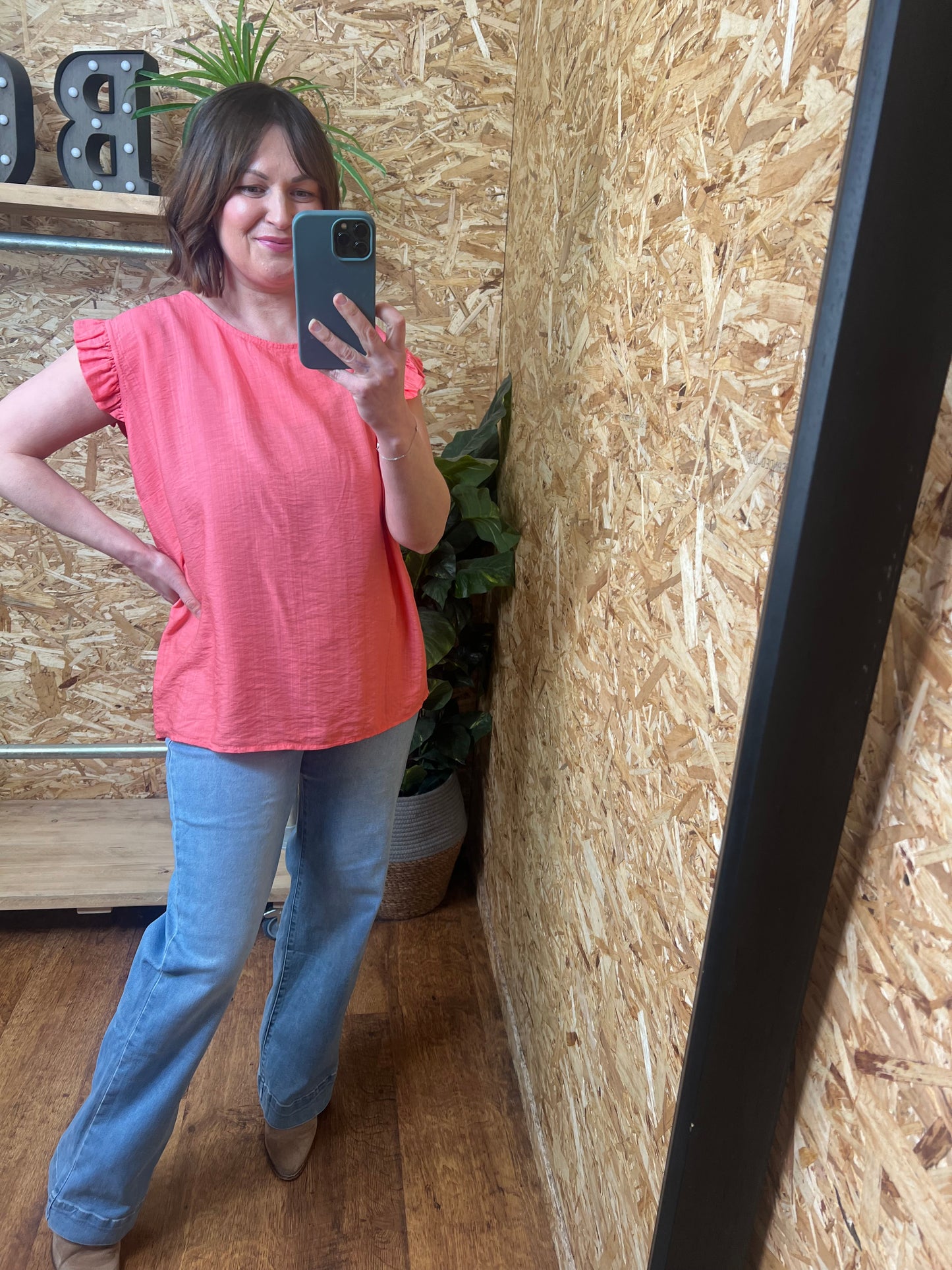 Lucie Frill Button Back Top