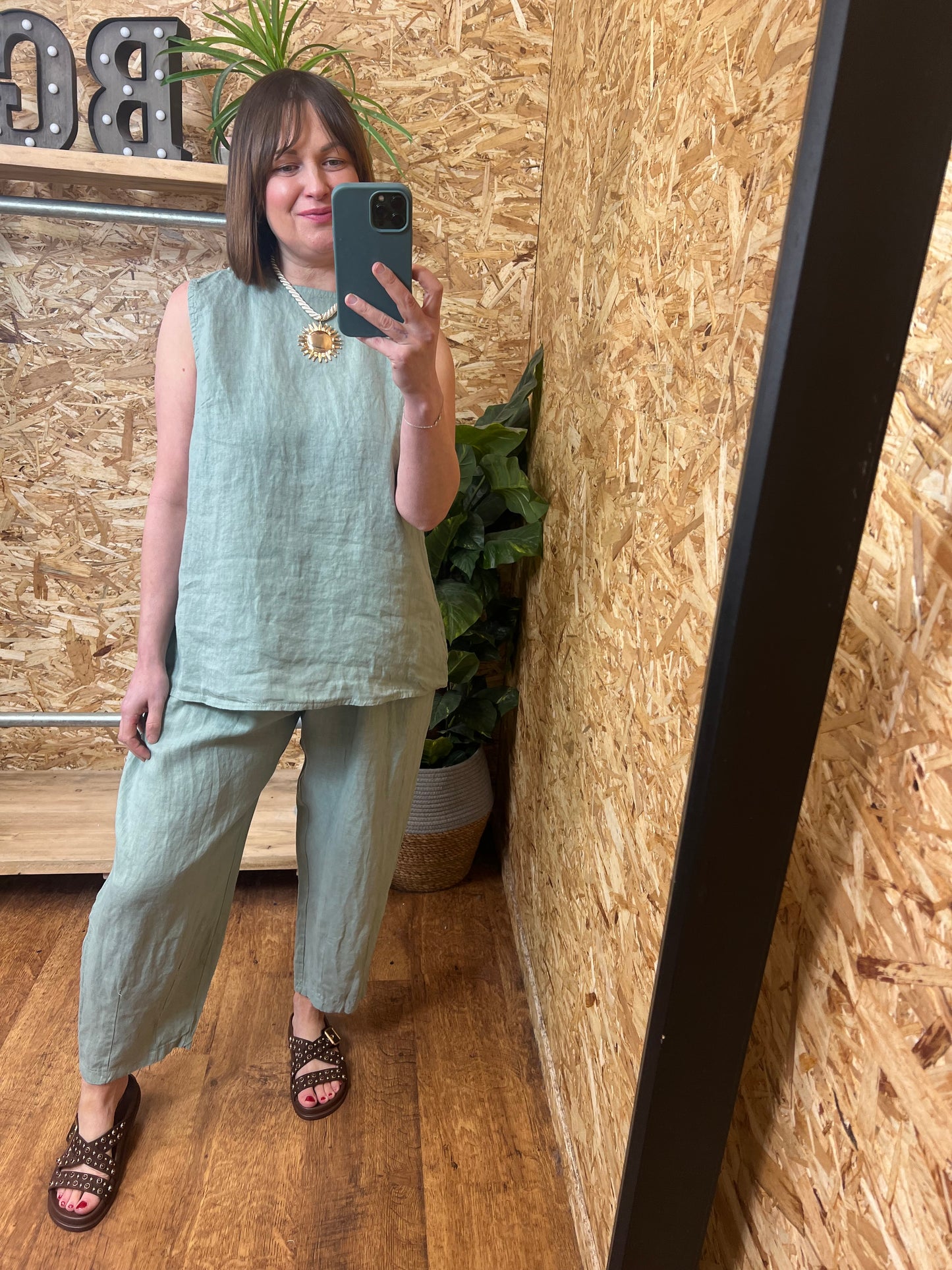 Lottie Linen Button Back Top