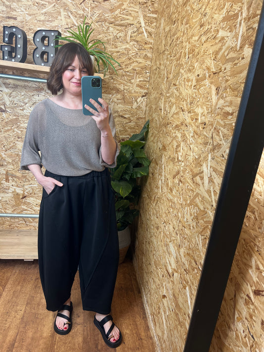 Jersey Cotton Barrel Leg Trousers