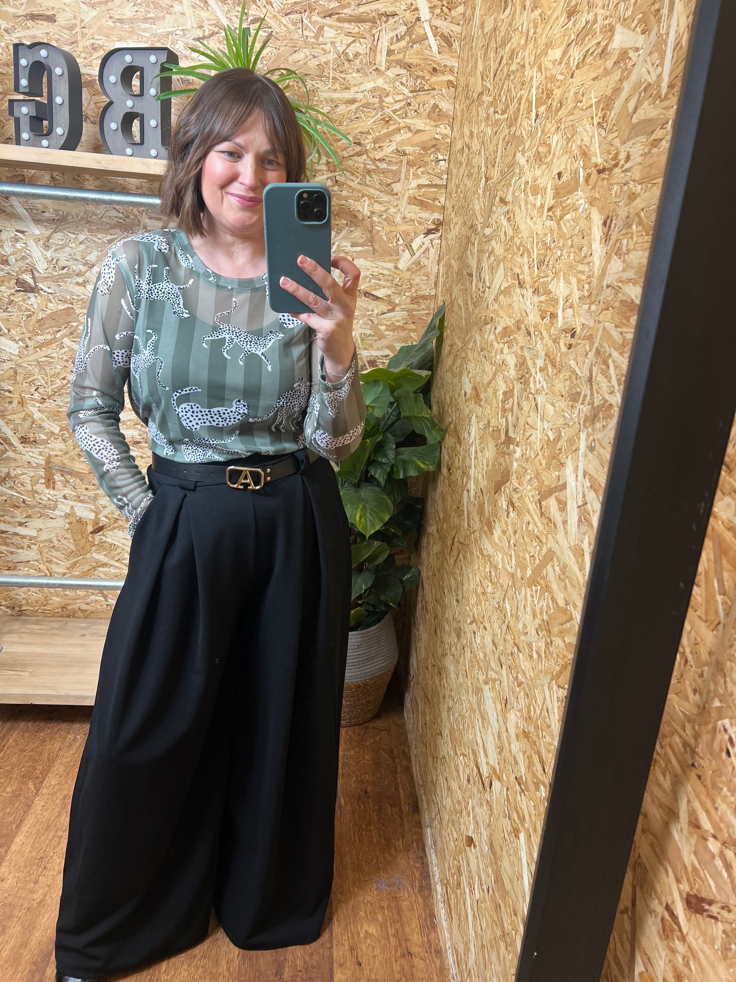 Leopard Stripe Mesh Top