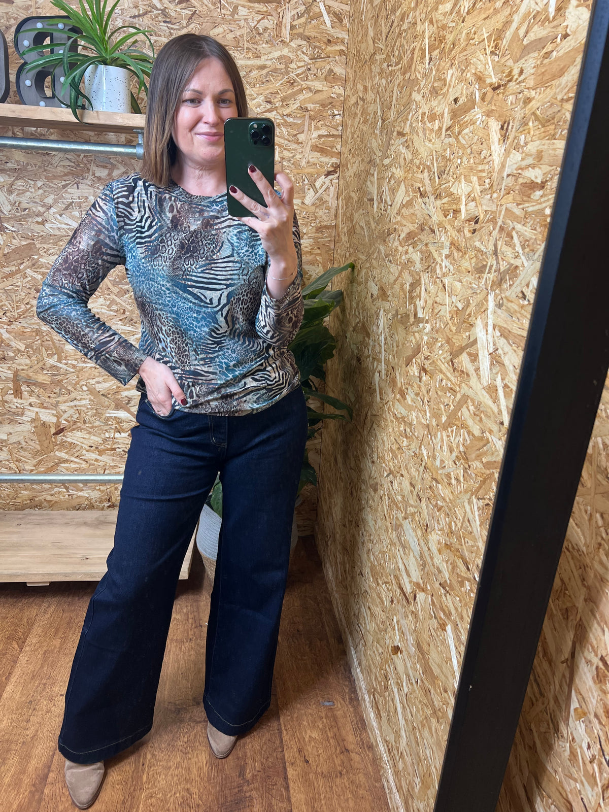 Zebra Mix Mesh Top