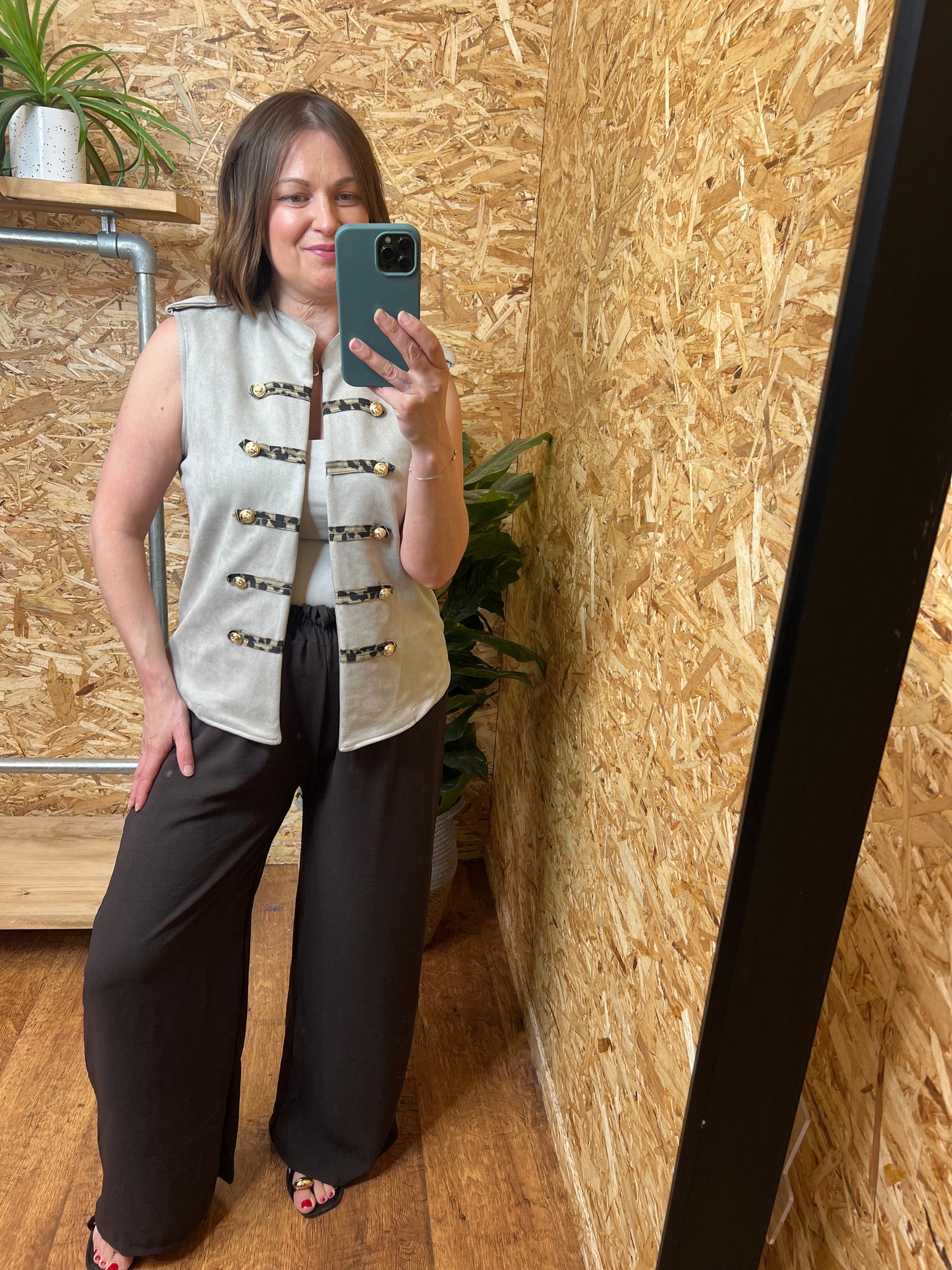 Leopard Detail Military Waistcoat