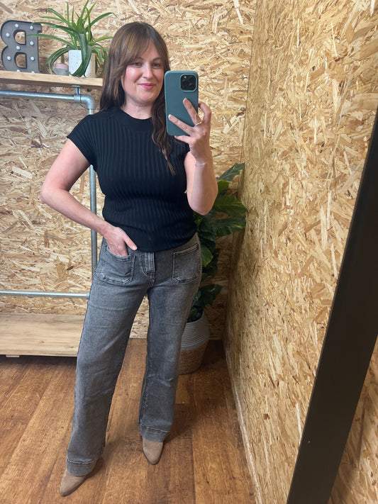 Grey Pocket Front Jeans