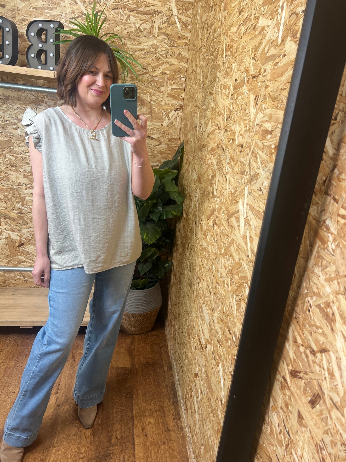 Lucie Frill Button Back Top