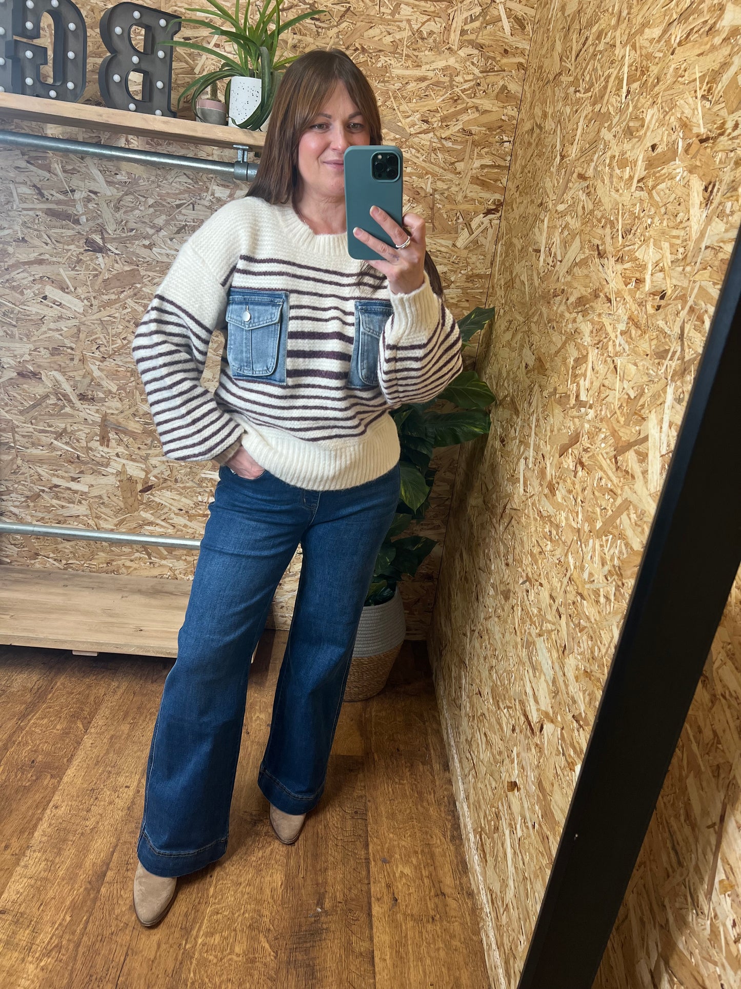 Denim Pocket Stripe Knit