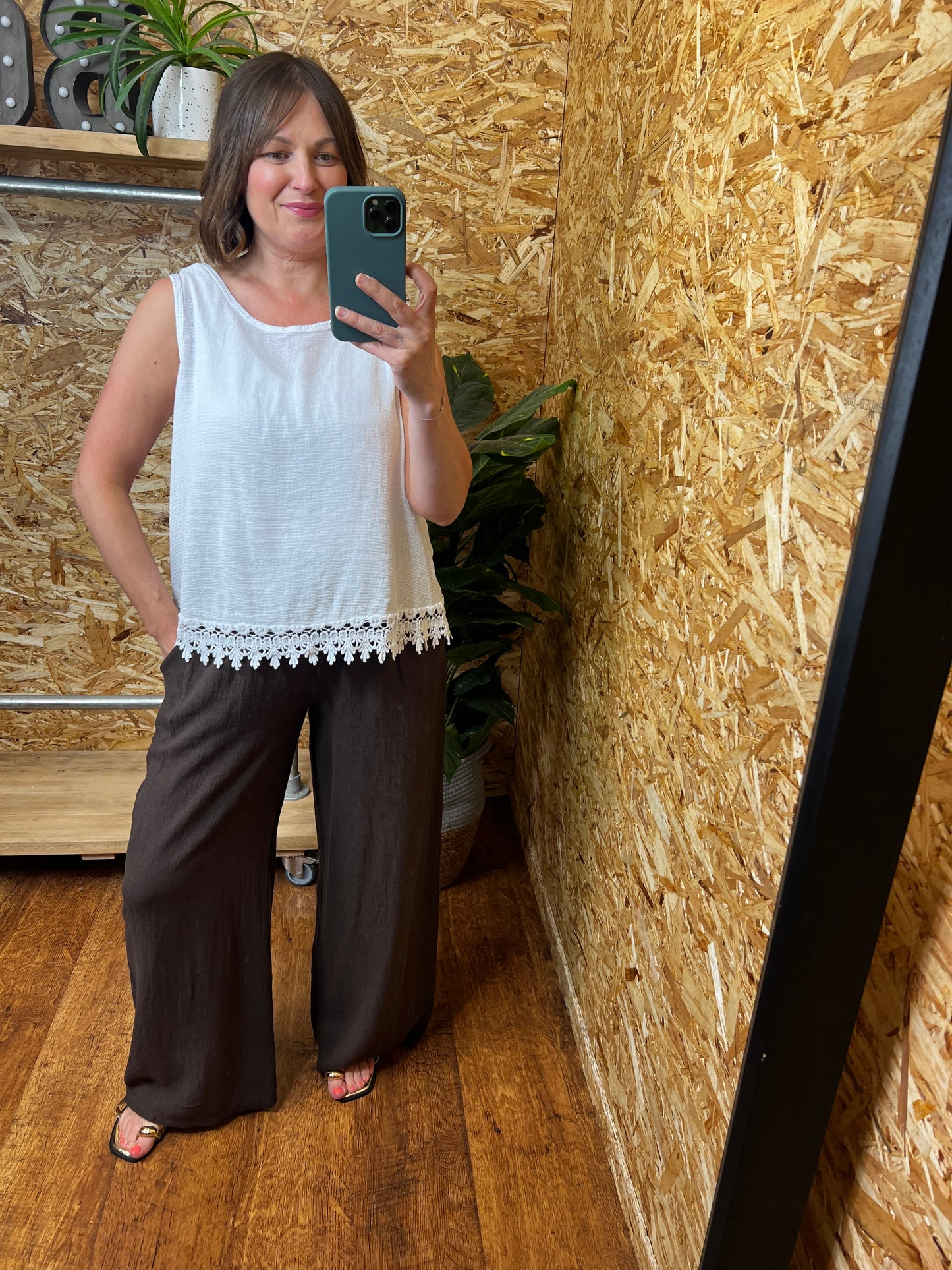 Crochet Trim Sleeveless Top