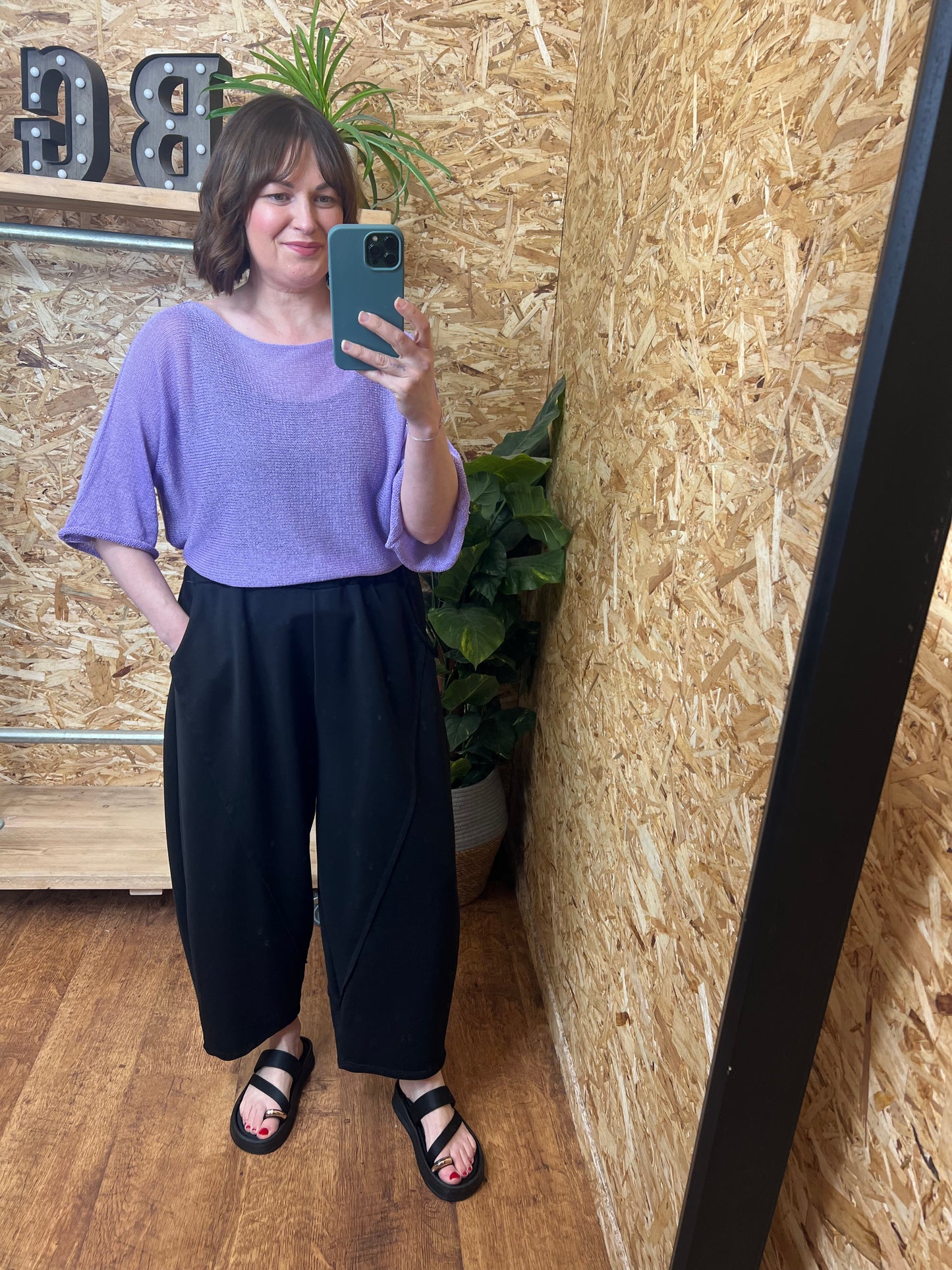 Jersey Cotton Barrel Leg Trousers