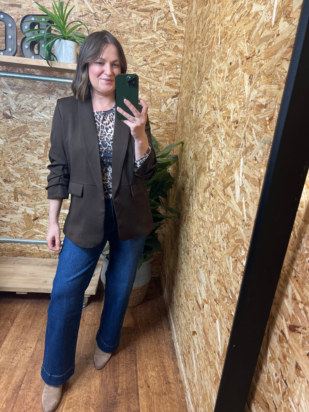 Ruched Sleeve Blazer
