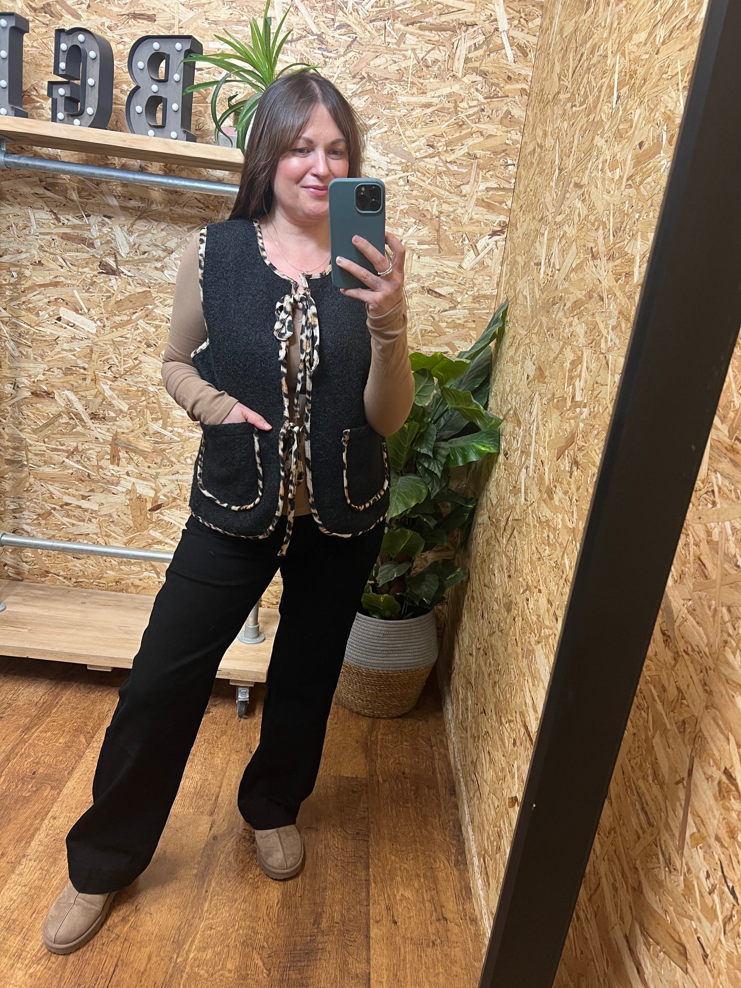 Leopard Trim Waistcoat