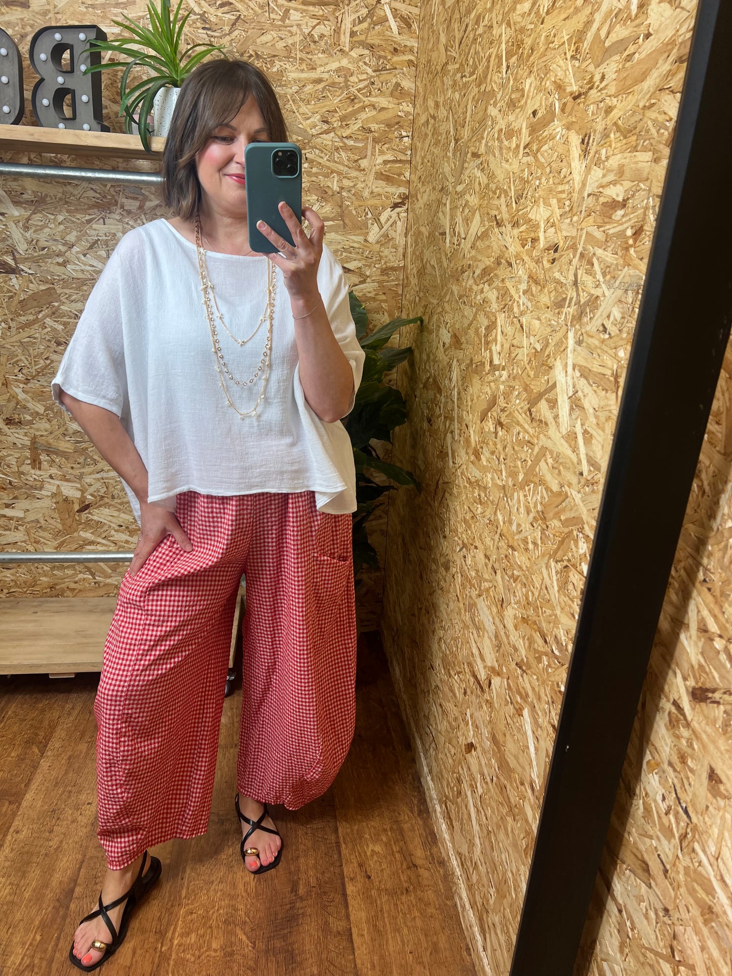 Gingham Barrel Trousers