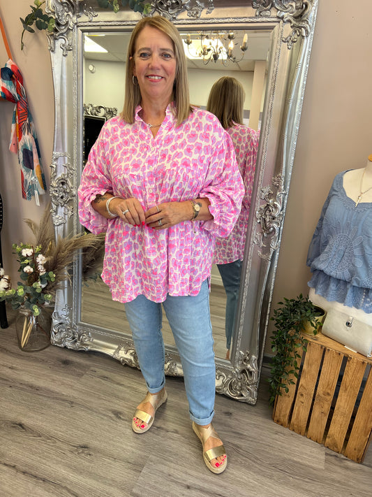 Neon Leopard Smock Top