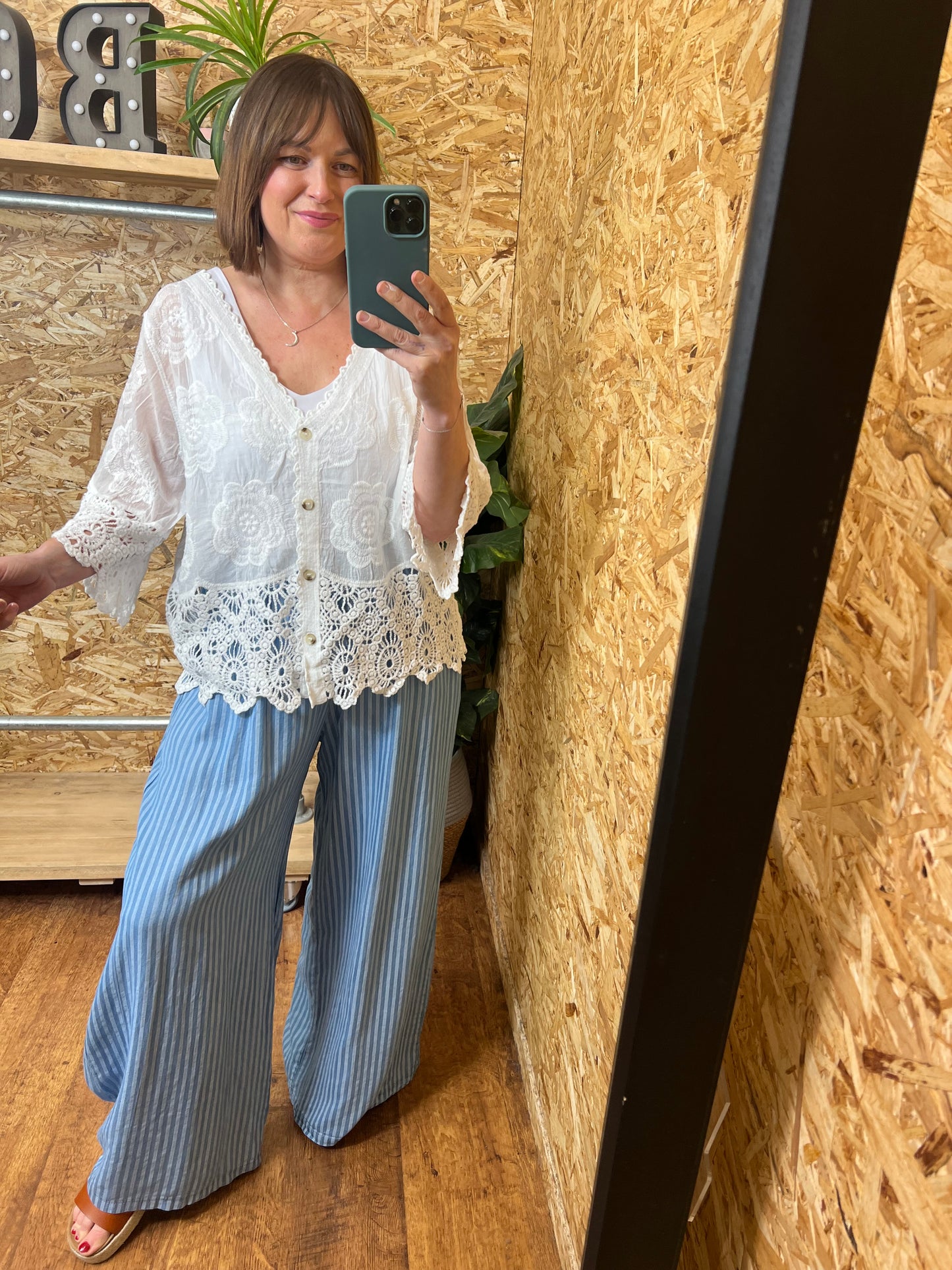 Flower Crochet Button Top
