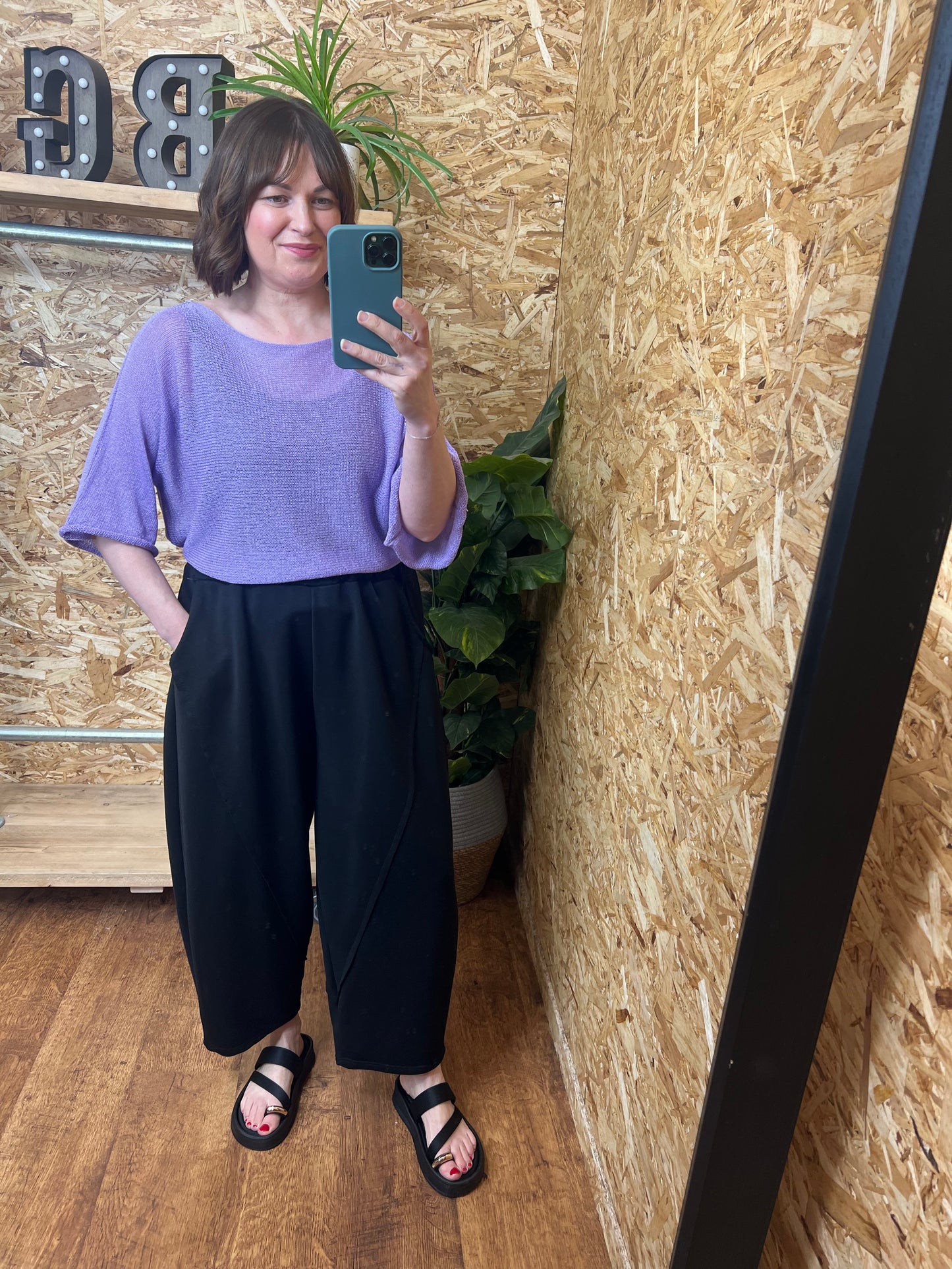 Jersey Cotton Barrel Leg Trousers