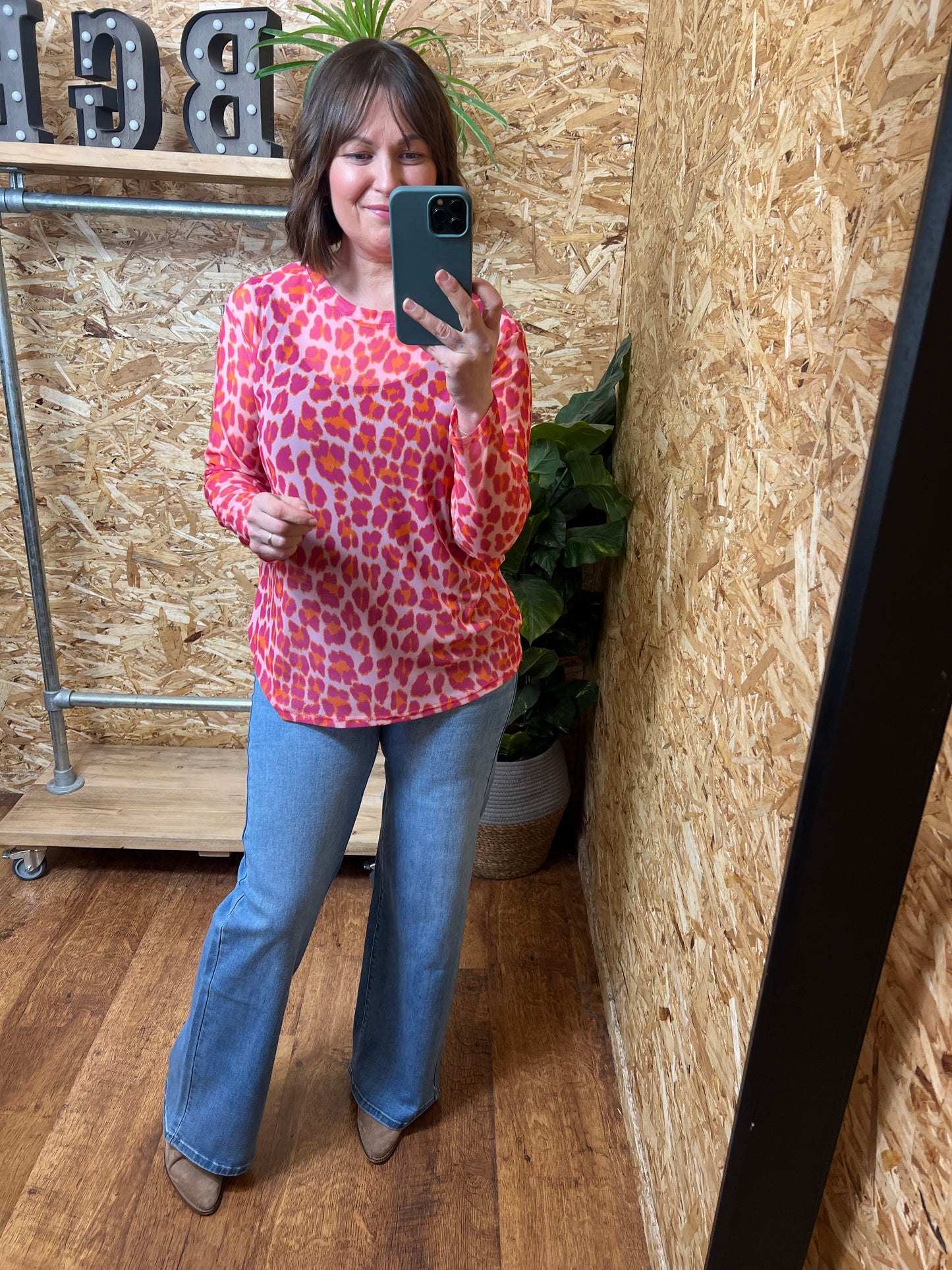 Kemi Animal Print Mesh Top