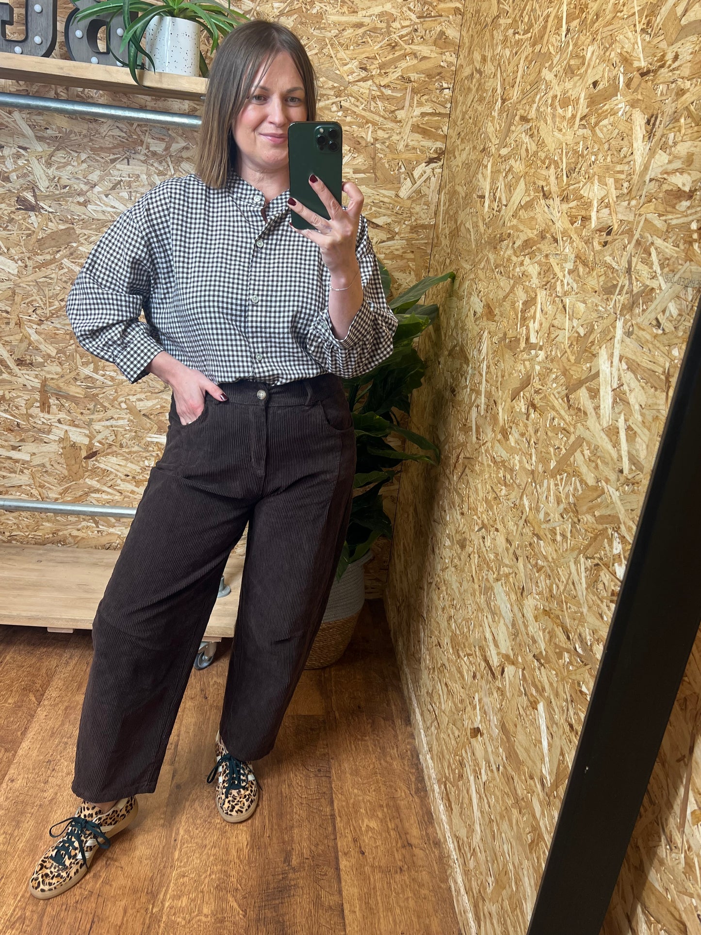 Cord Barrel Leg Trousers