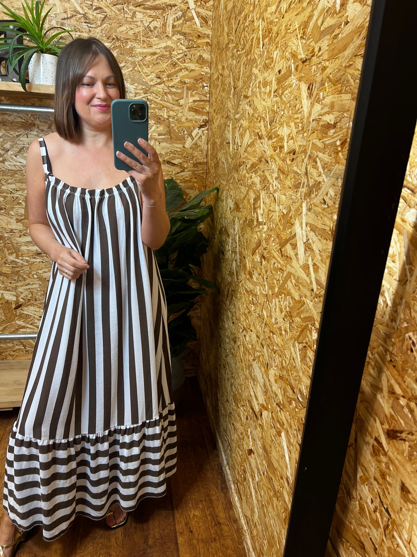 Stripe Maxi Dress - Chocolate