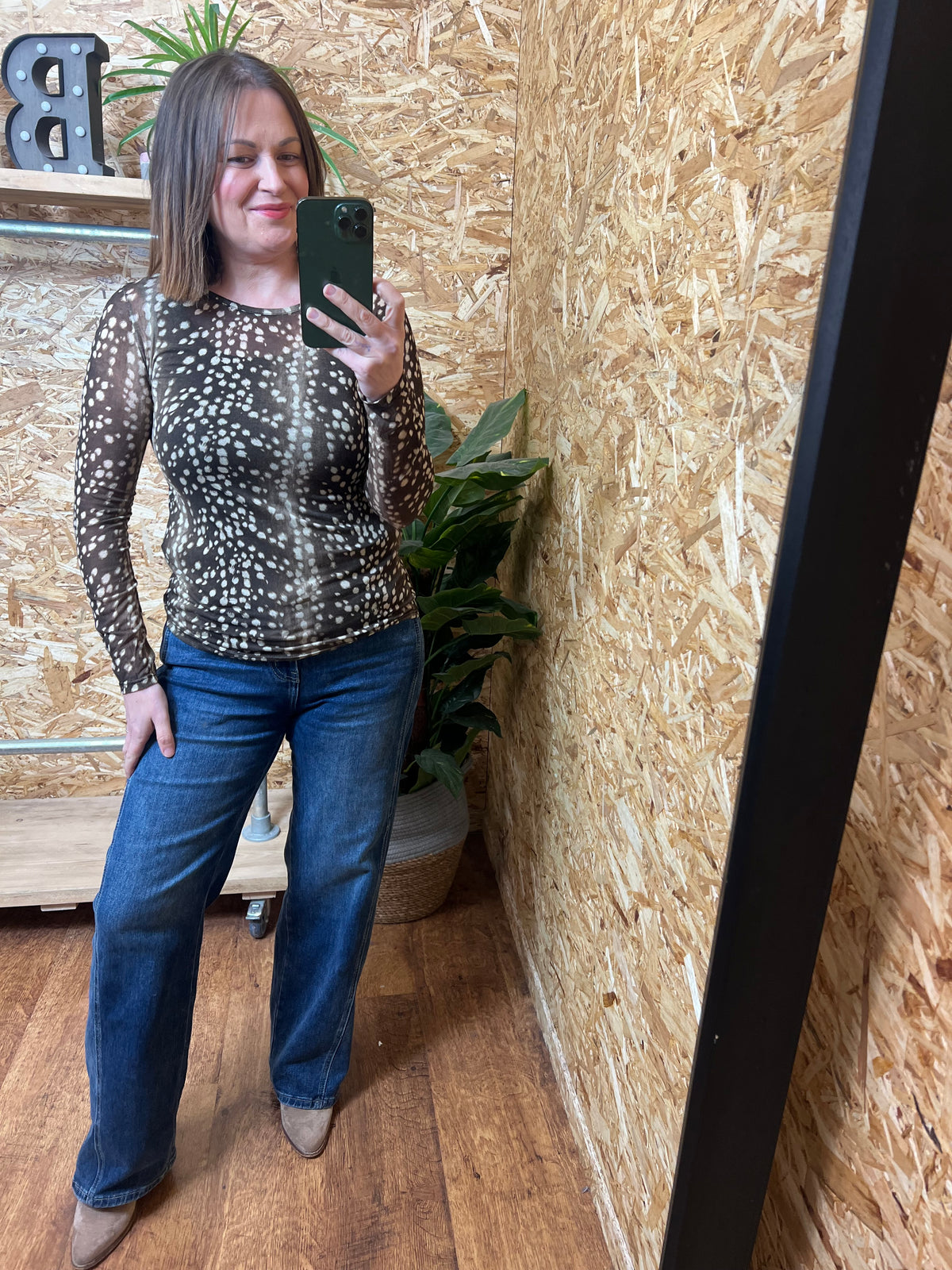 Deer Print Cashmere Mix Top