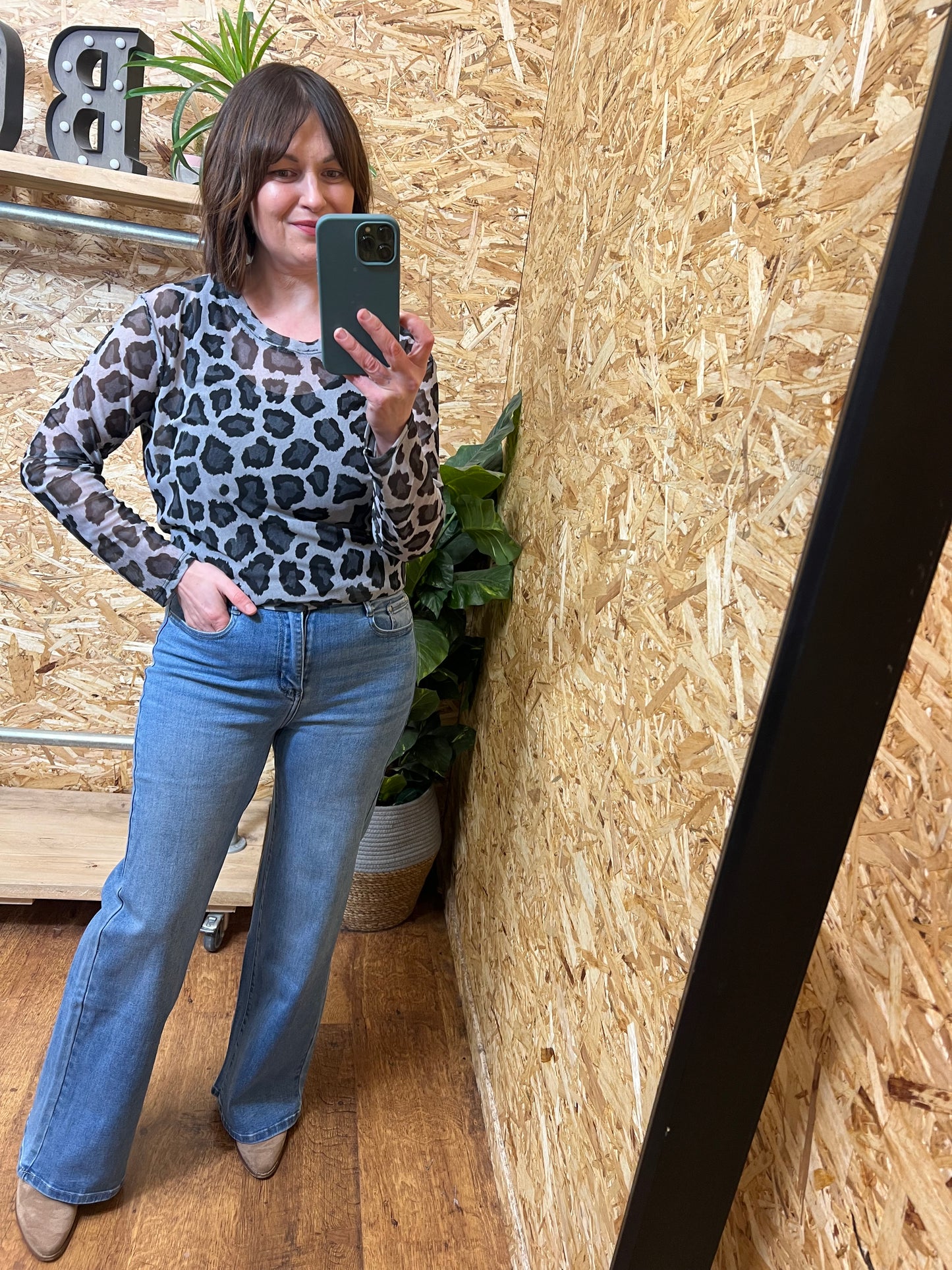 Lena Animal Print Mesh Top