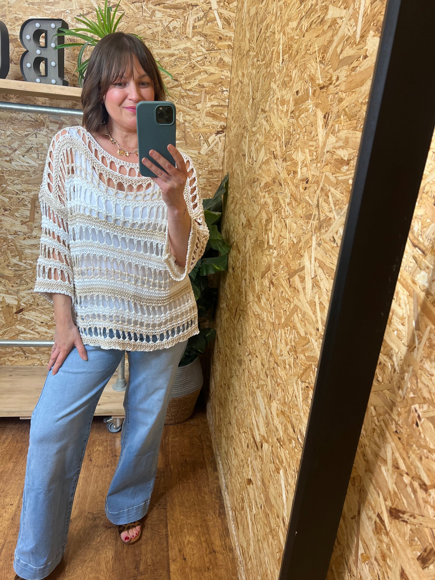 Simone Metallic Crochet Top