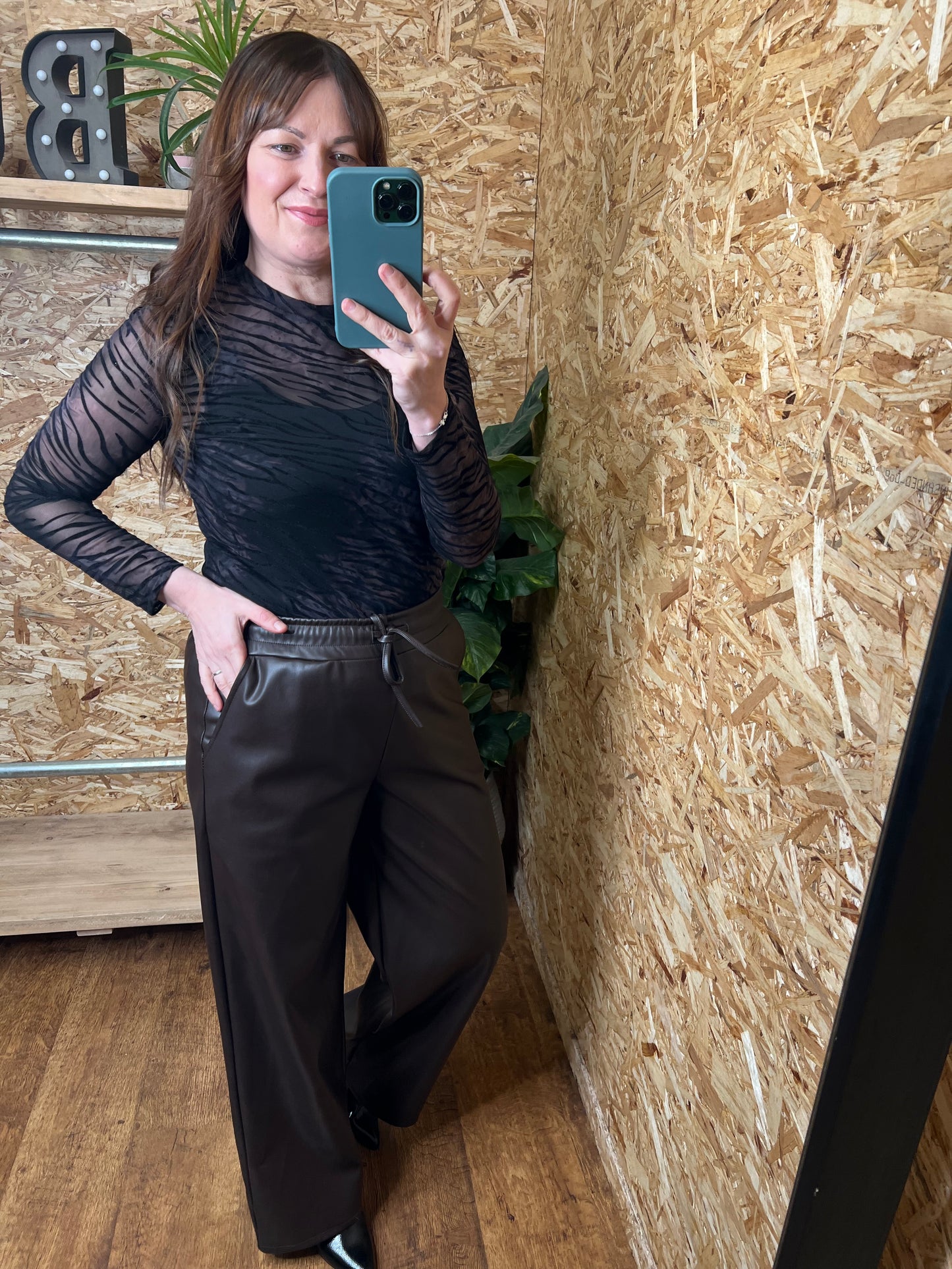 Zebra Devore Mesh Top