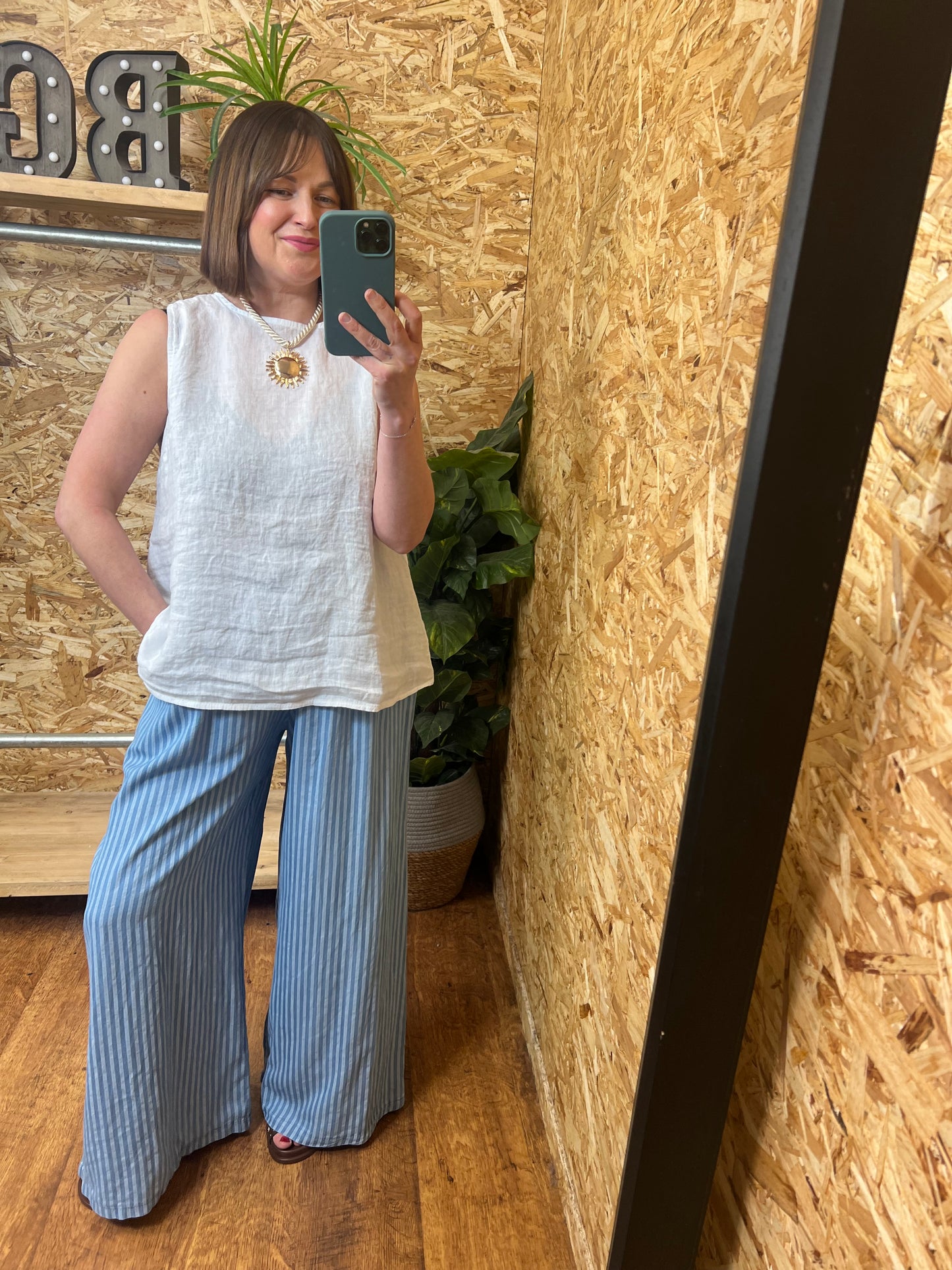 Lottie Linen Button Back Top