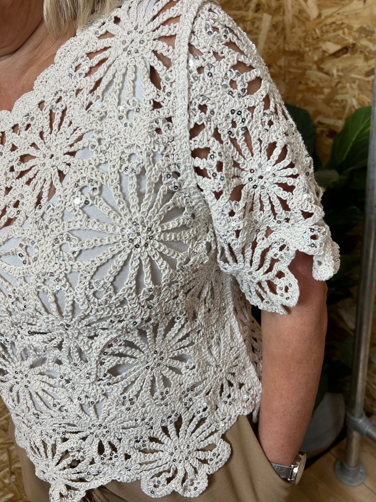 Serena Sequin Crochet Top
