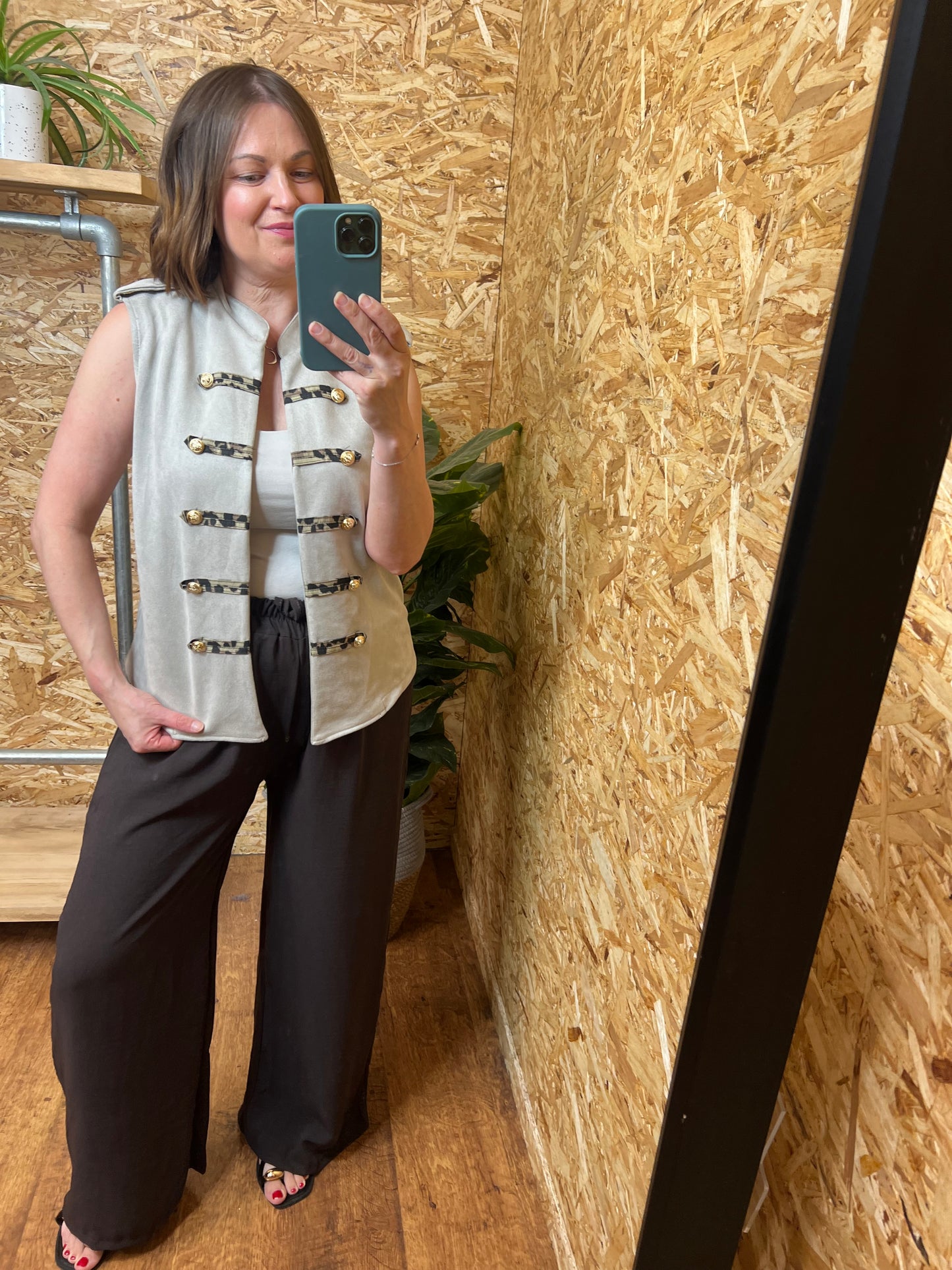 Leopard Detail Military Waistcoat