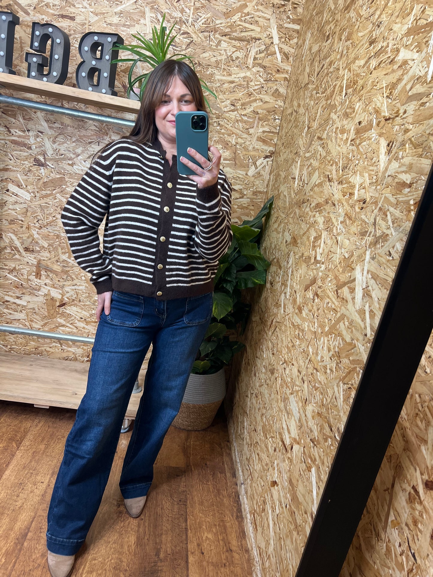 Stripe Gold Button Cardigan