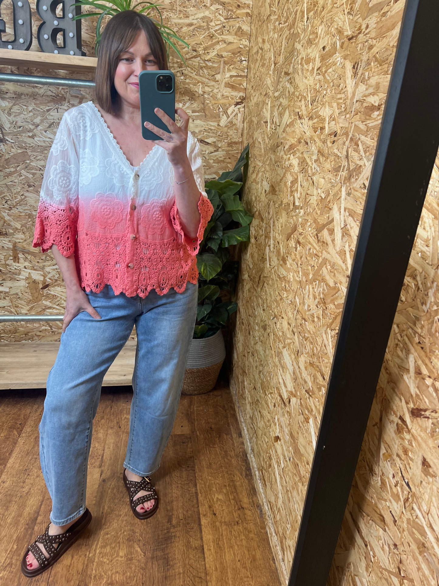 Ombre Crochet Button Top