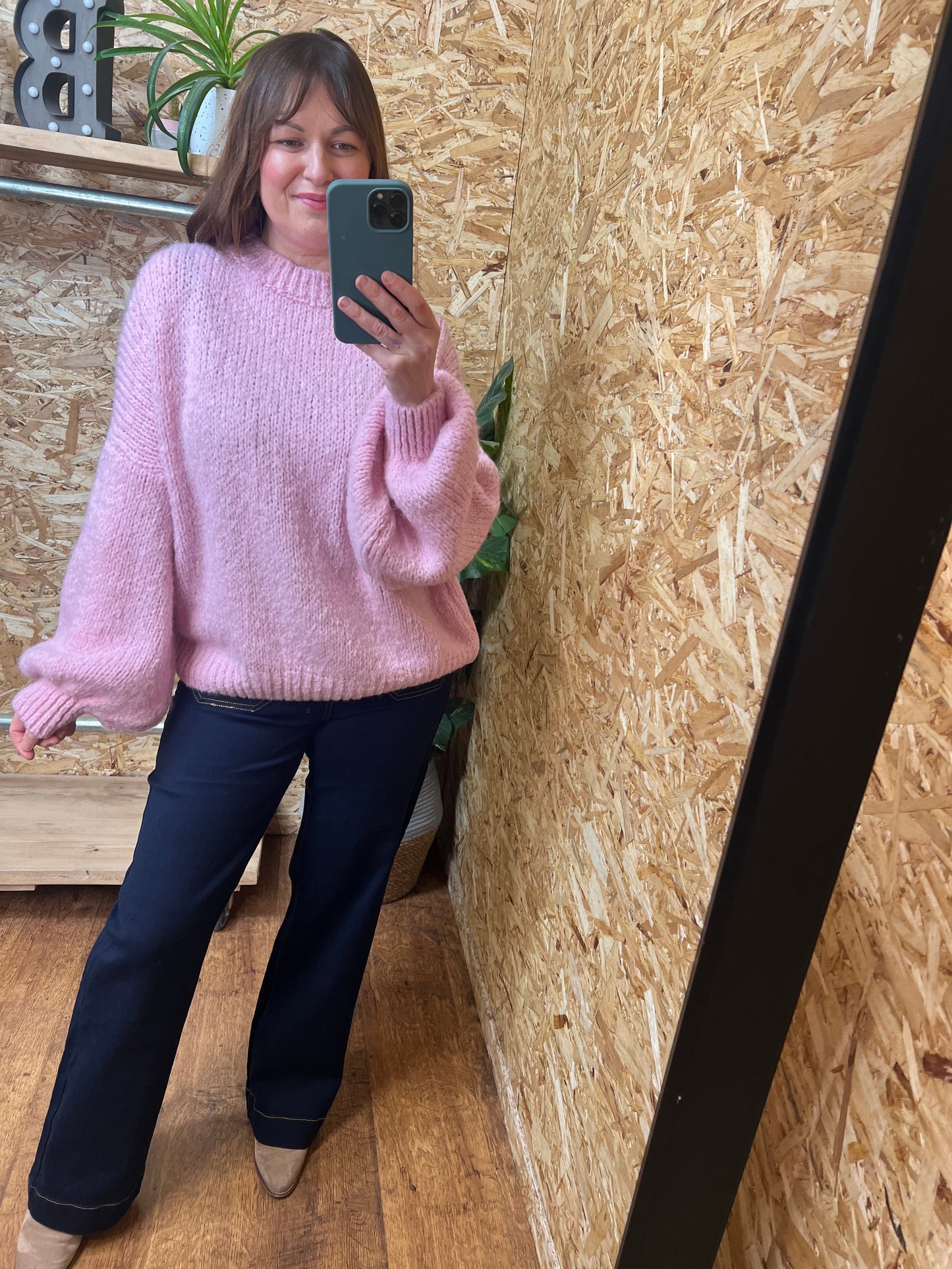Balloon Sleeve Knit- Candy Pink