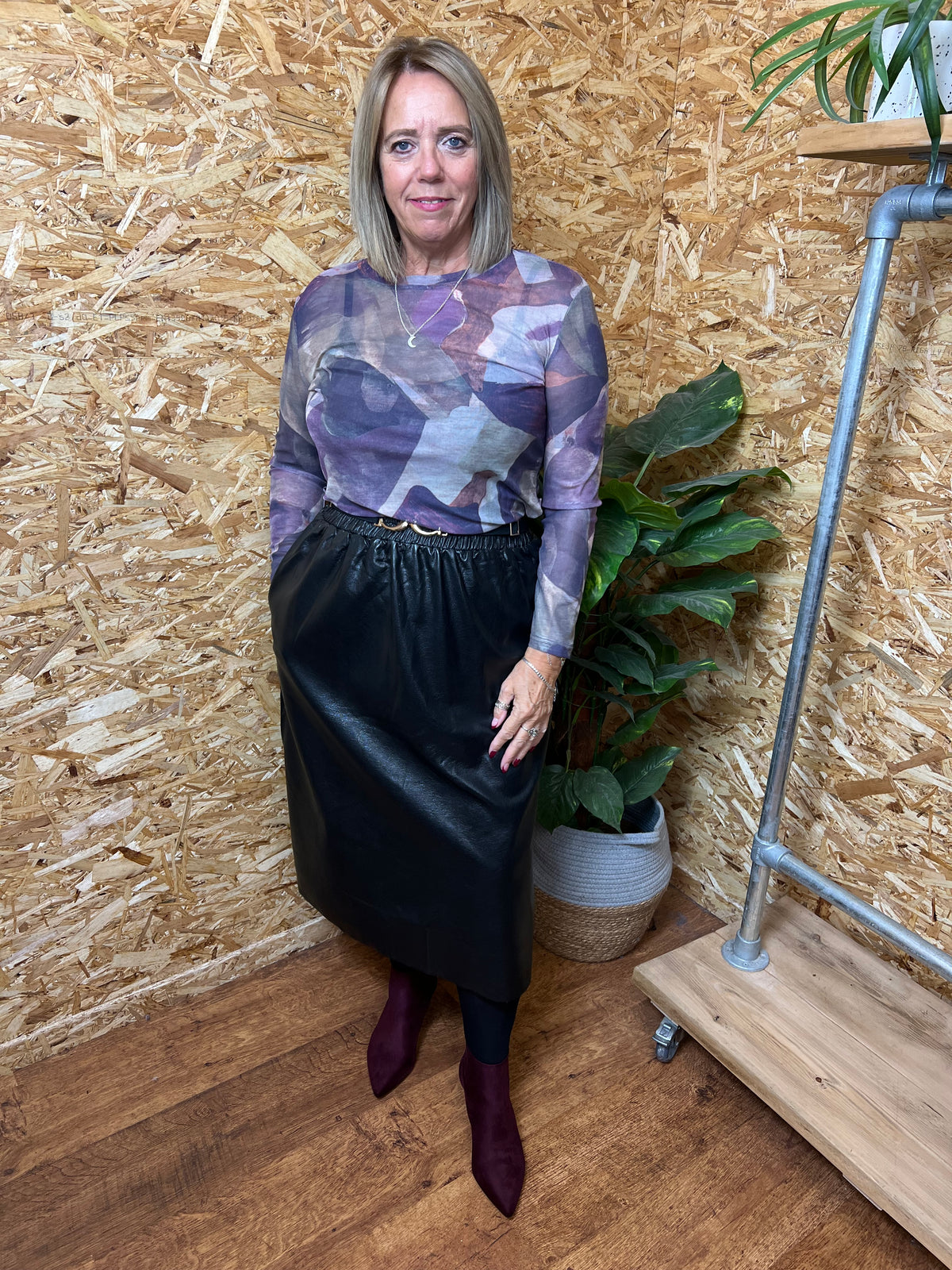 A Line PU Skirt