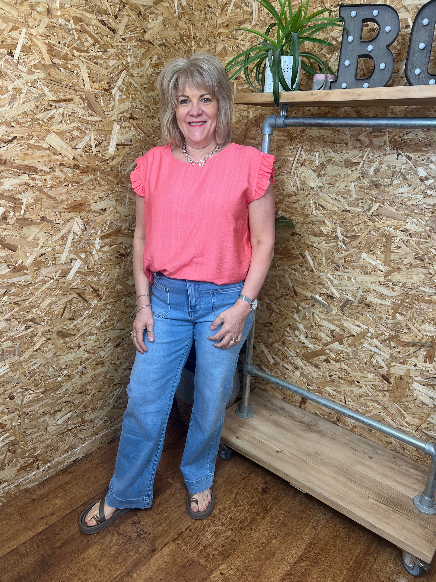 Lucie Frill Button Back Top