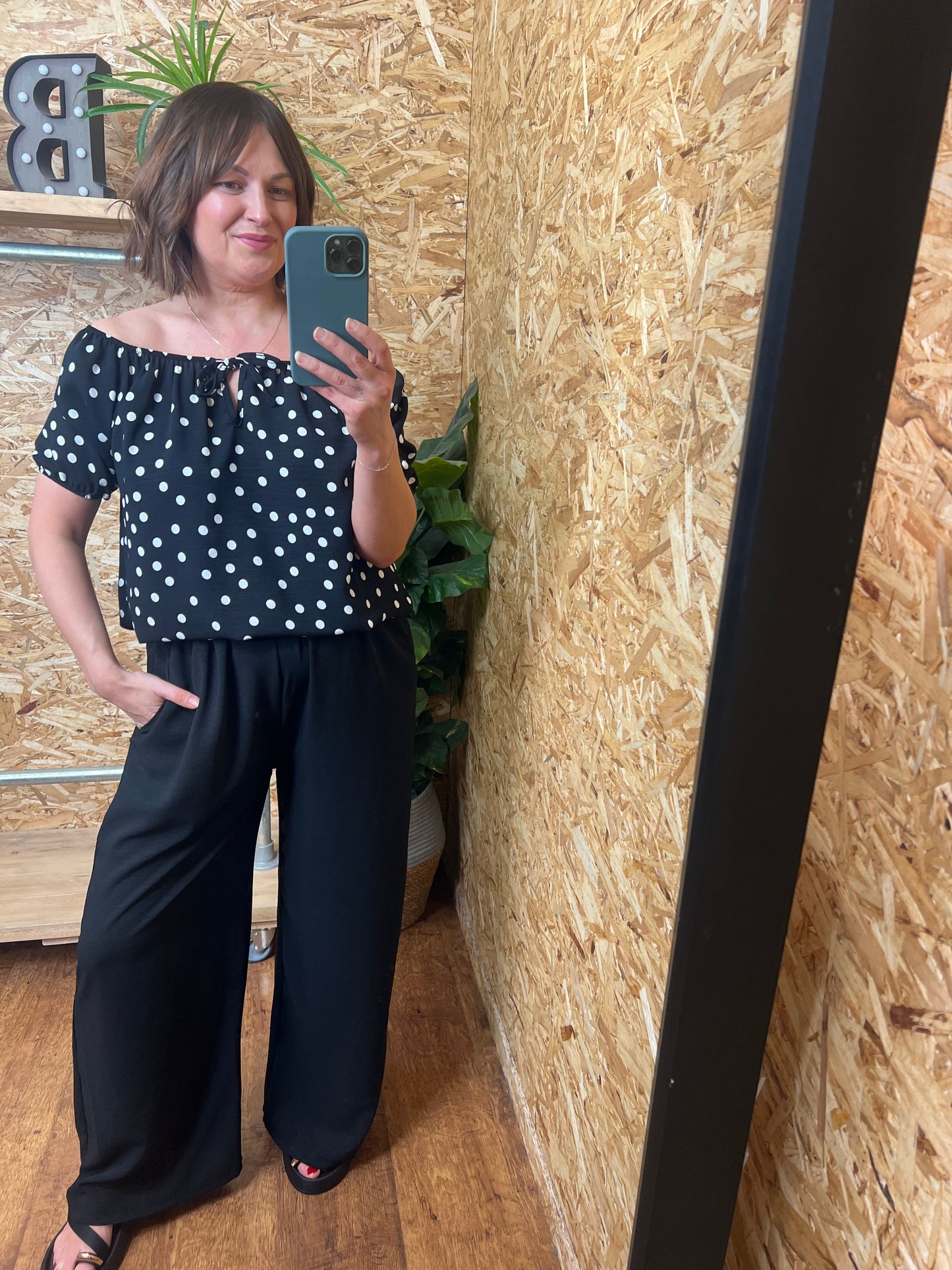 Polka Dot Bardot Top