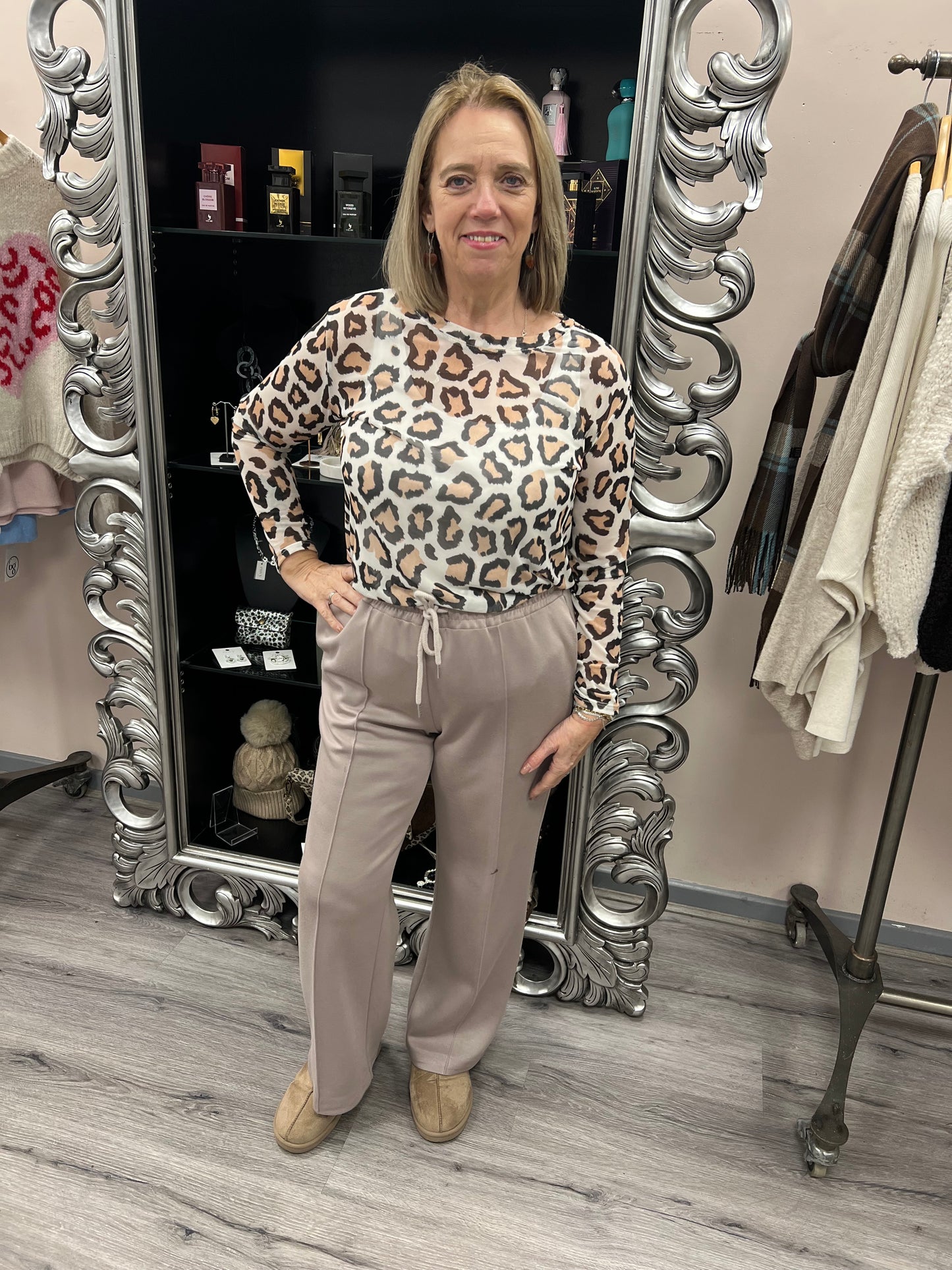 Lena Animal Print Mesh Top