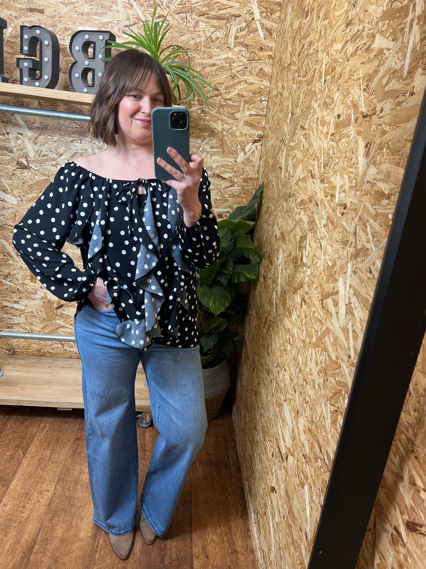 Polka Dot Frill Blouse